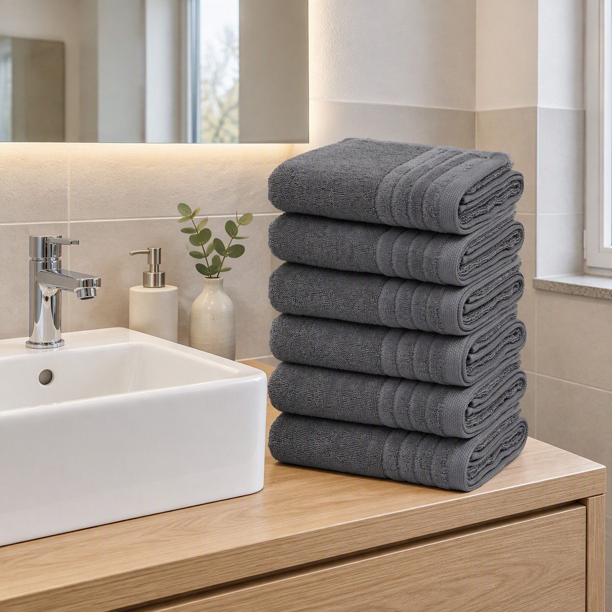 OTTO home Handtücher Sanremo Premium, Premium Handtücher, 600 gr/m², 50x100cm, Frottier (Set, 6-St), mit Bordüre, flauschig und weich, 5 Jahre Garantie – Bild 2 von 5