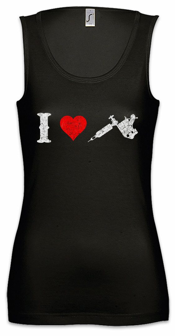 Urban Backwoods Tanktop I Love Tattoo Machine Ärmelloses Damen T-Shirt Studio Gun Maschine Tätowierer Ink Tätowierer Convention