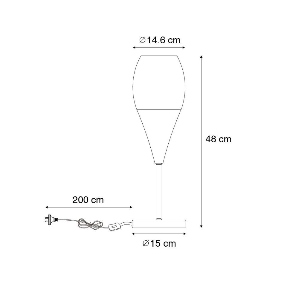 Qazqa Tischleuchte Drop, ohne Leuchtmittel, Warmweiß, QAZQA Tisch­leuchte, e27, Weiß, Glas, Modern