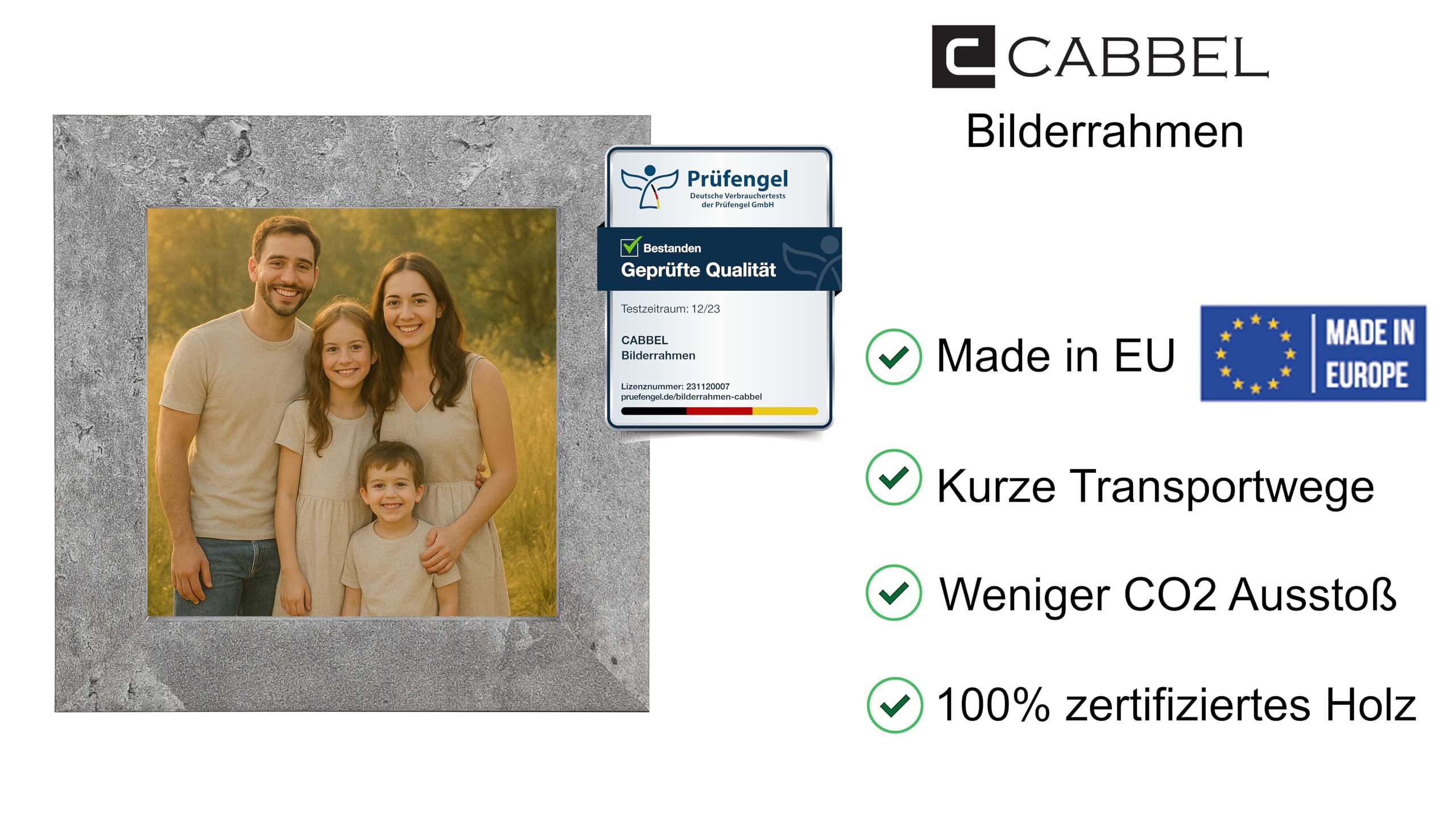 CABBEL Bilderrahmen MDF Holzrahmen Fotorahmen modern Collagen Foto Poster Galerie Wanddeko, für 1 Bilder (1 St), 10x10 cm Grau (Beton) Wohnzimmer elegant Schmal Foto Schlafzimmer