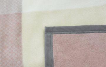 Wohndecke Pastell Karo, rosa-grau karierte Sofadecke in 150x200, Biederlack, Decke aus Baumwoll-Mix, Made in Germany