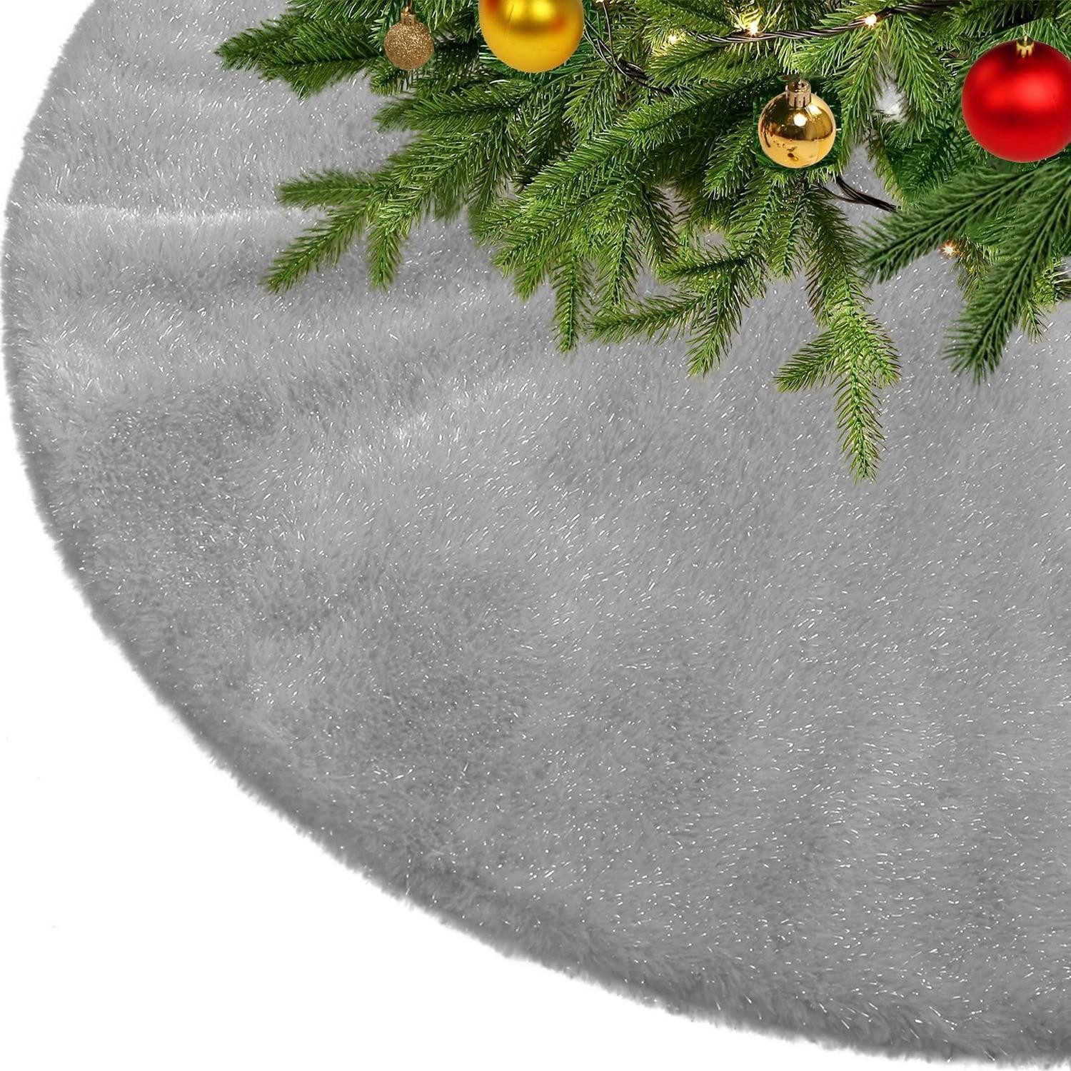 LuxusKollektion Weihnachtsbaumdecke Weihnachtsbaumdecke Grau Plüsch 122cm