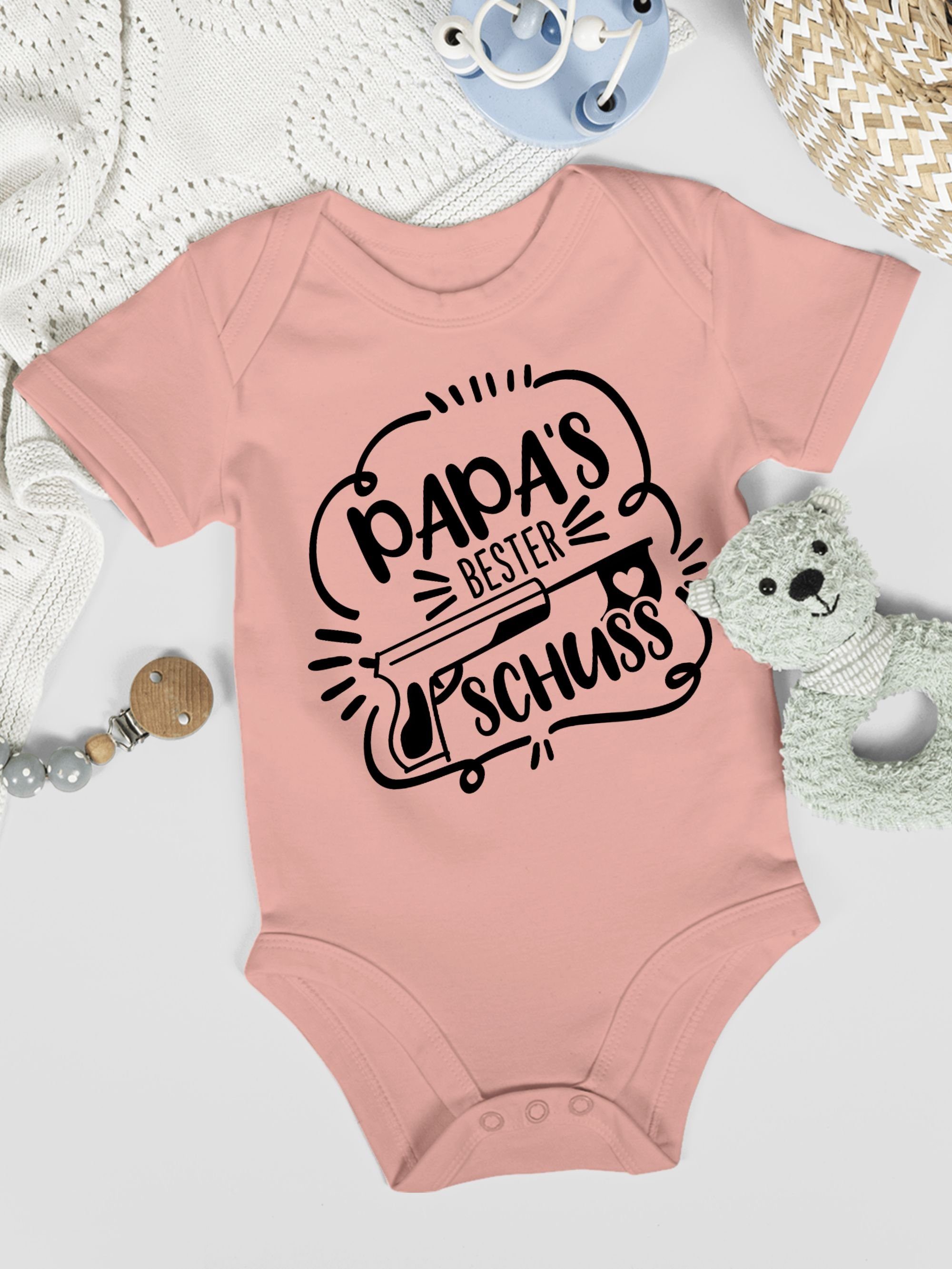 Shirtracer Shirtbody Papas bester Treffer Comic schwarz Geschenk Vatertag Baby