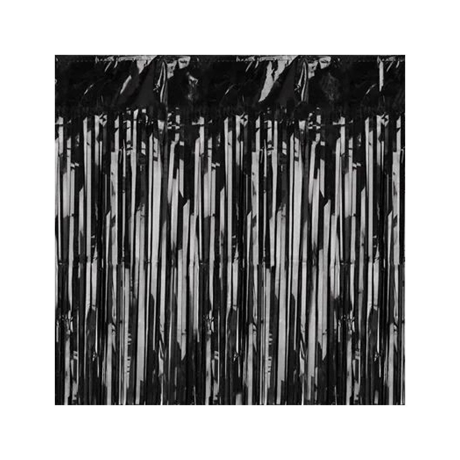 partydeco Hängedekoration Türvorhang Lametta 100x200cm, Schwarz