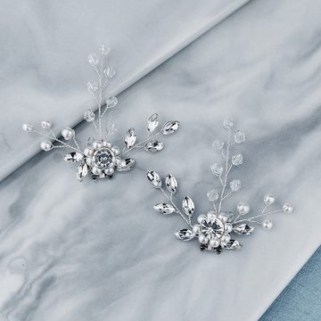 AUKUU Schuhanstecker High High End Schmuck Braut und Hochzeitsschuhe Accessoires, Kristallblumen handgefertigt DIY vielseitige Schuhschnallen