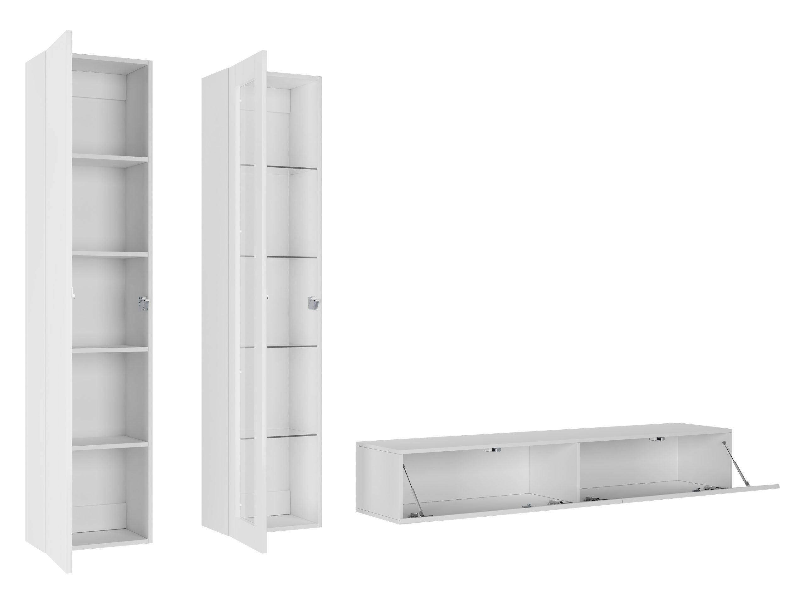 MIRJAN24 Wohnwand Vigo III, (3er-Set, 2x Vitrine, TV-Lowboard), grifflosem Öffnen "push to open"