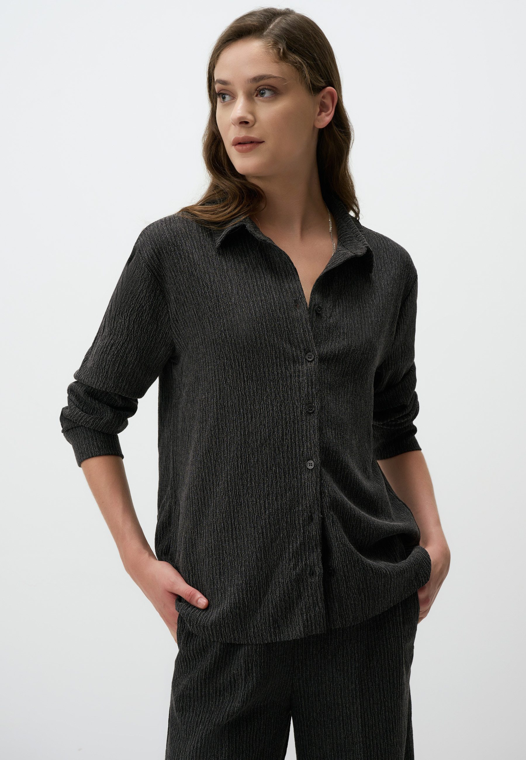 Shirtbluse Anthrazit Legeres Hemd