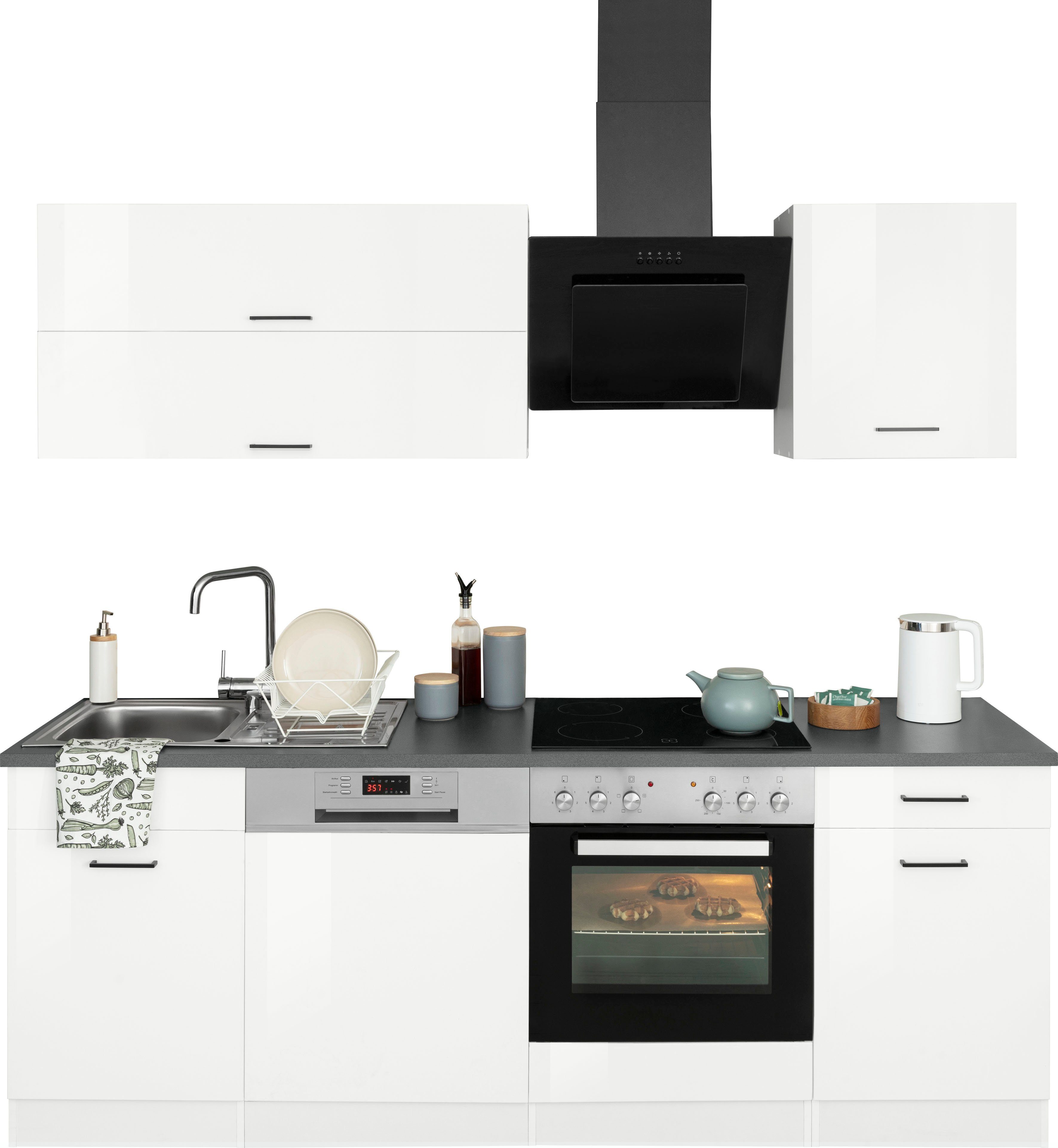 KOCHSTATION Küchenzeile KS-Trier, mit E-Geräten, Breite 220 cm