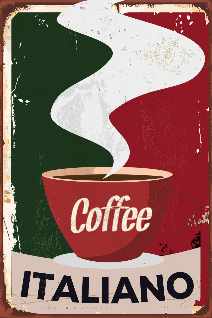 queence Alu-Dibond-Druck Coffee Italiano, Kaffee, Kaffee Bilder, Sprüche, Coffee, Kaffee, Küche, Sprüche, Schild