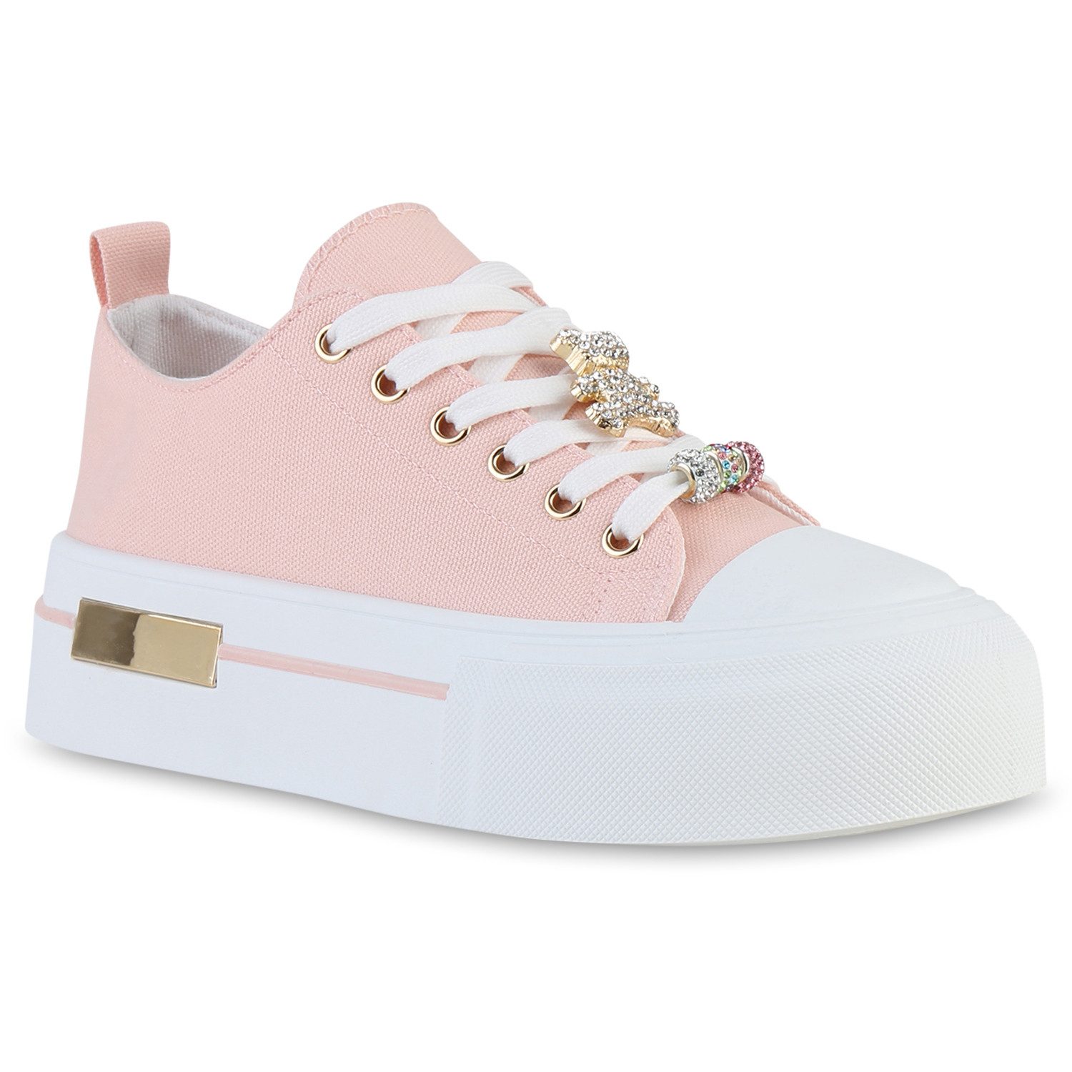 VAN HILL 841715 Plateausneaker Damen Plateau Sneaker Schnürer Strass Zierpe günstig online kaufen