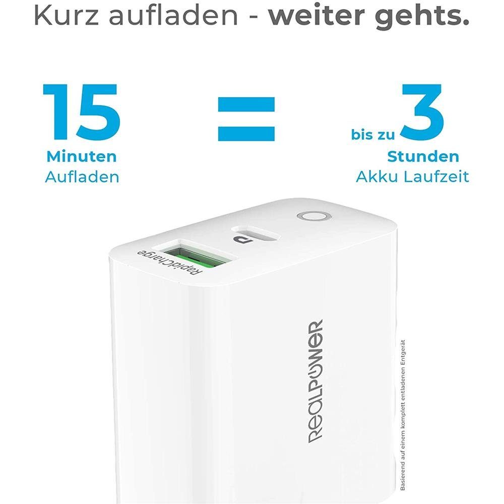 Realpower PC-20 Wall Charger USB-Ladegerät (USB-C PD 3.0 + USB Port, Type-C, für Smartphone undTablet, 20 W)