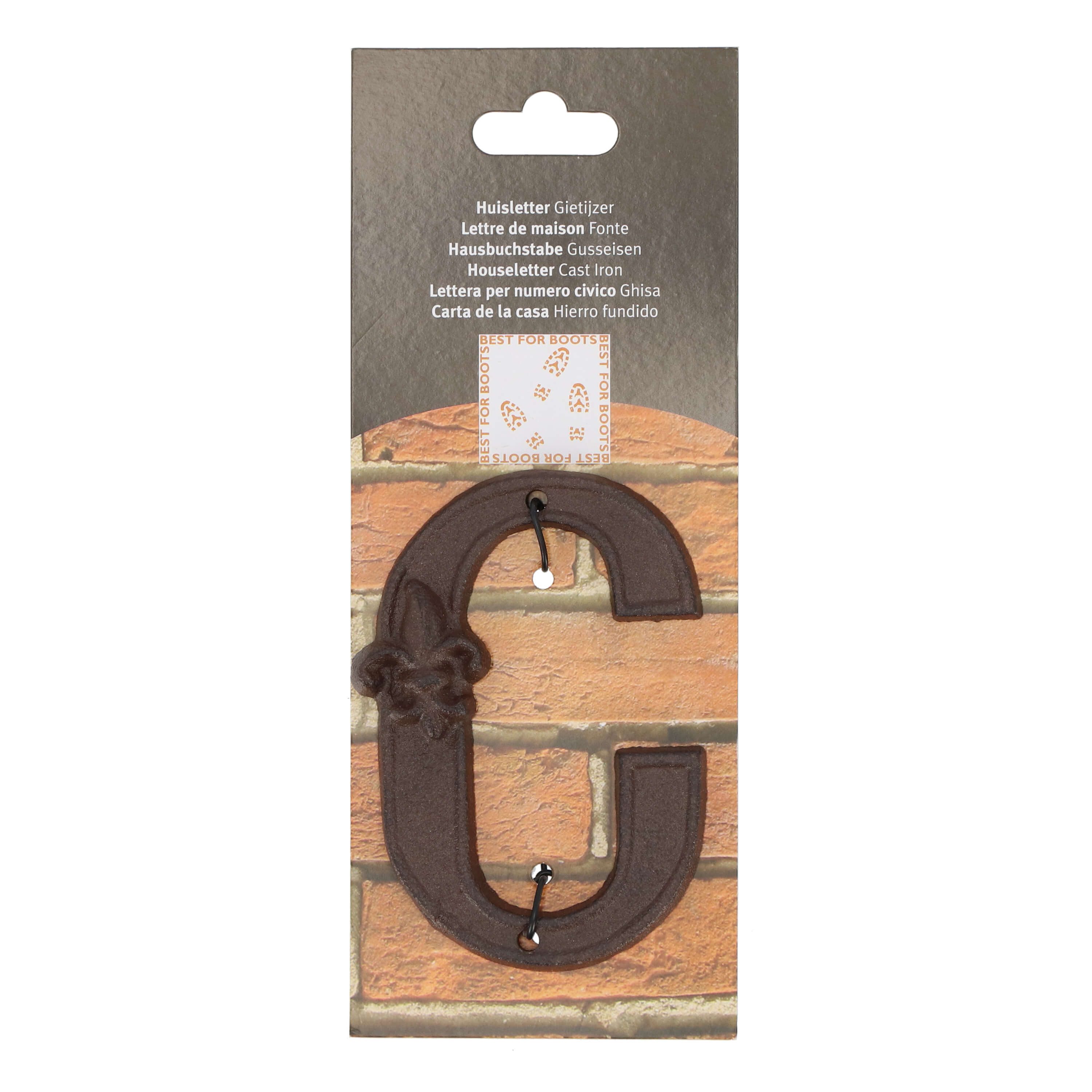 esschert design Briefkasten Gusseiserne Hausnummerzusatz "C" Robust, Rustikal und Zeitlos In Braun