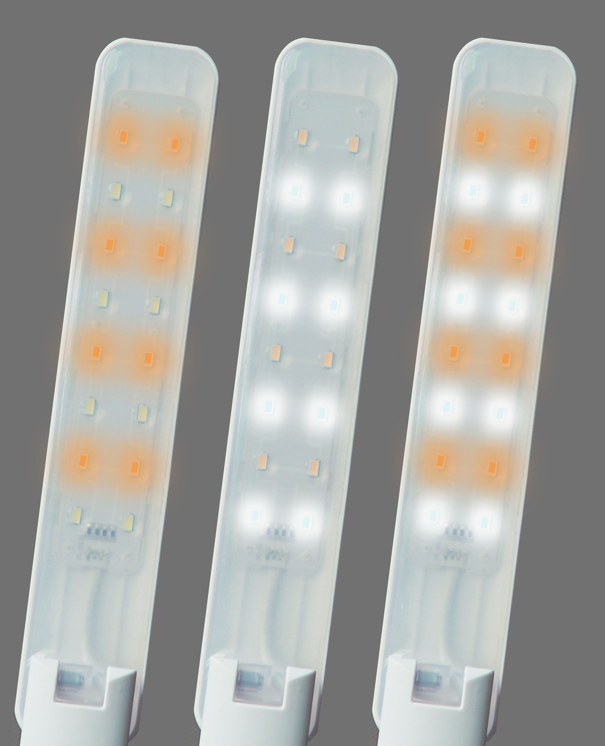 TRANGO LED Tischleuchte, Dimmfunktion, 7490-016 LED Schreibtischlampe in Weiß *OLY* inkl. 1x 6 Watt LED Modul 3000K warmweiß, USB Port zum Aufladen von Smartphones & 4 Stufen dimmbar Touchdimmer, Nachttischlampe, schwenkbar Tischlampe