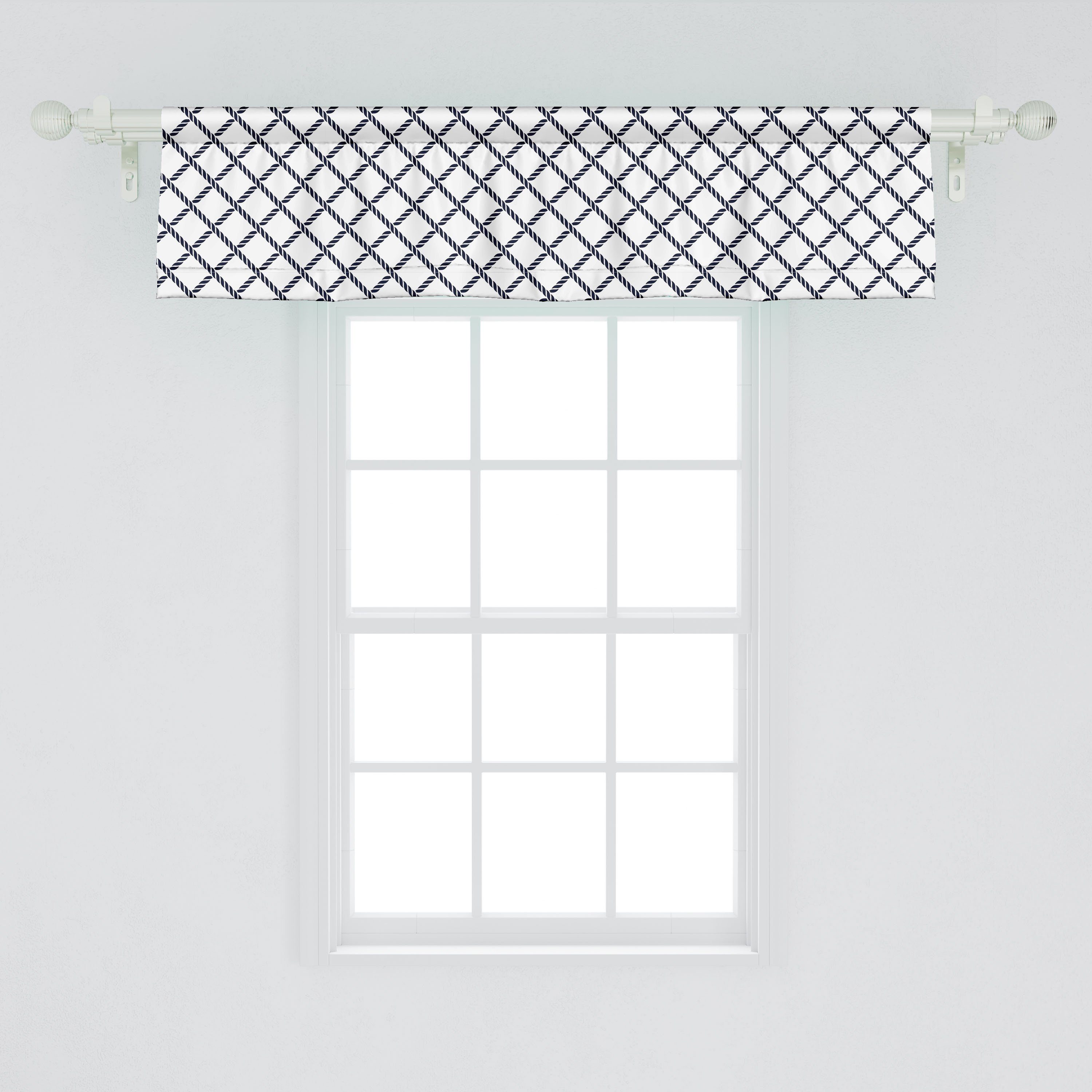 Scheibengardine Vorhang Volant für Geometrisch Stangentasche, Gekreuzte Microfaser, Abakuhaus, mit Küche Seil Schlafzimmer Dekor Motiv
