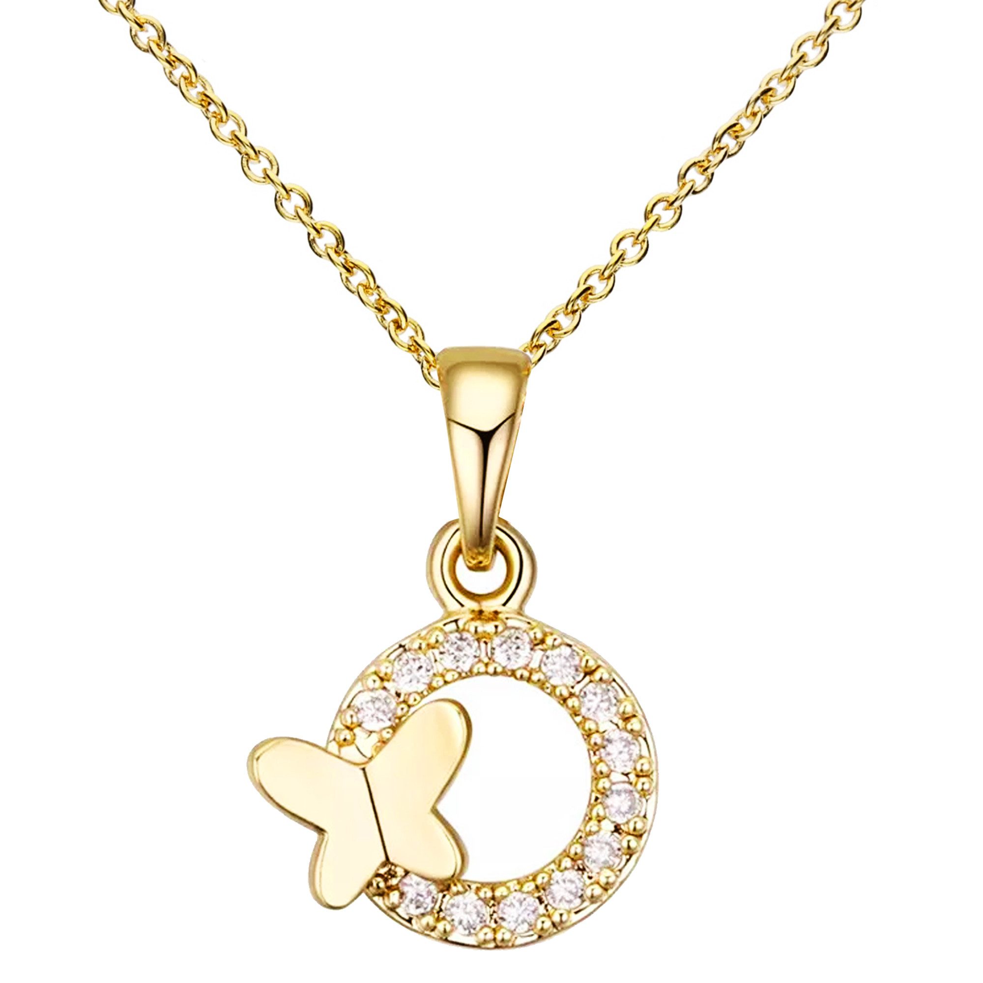 LÖB Kette mit Anhänger 750er Gold Vergoldet Halskette Schmetterling Ring Kr günstig online kaufen