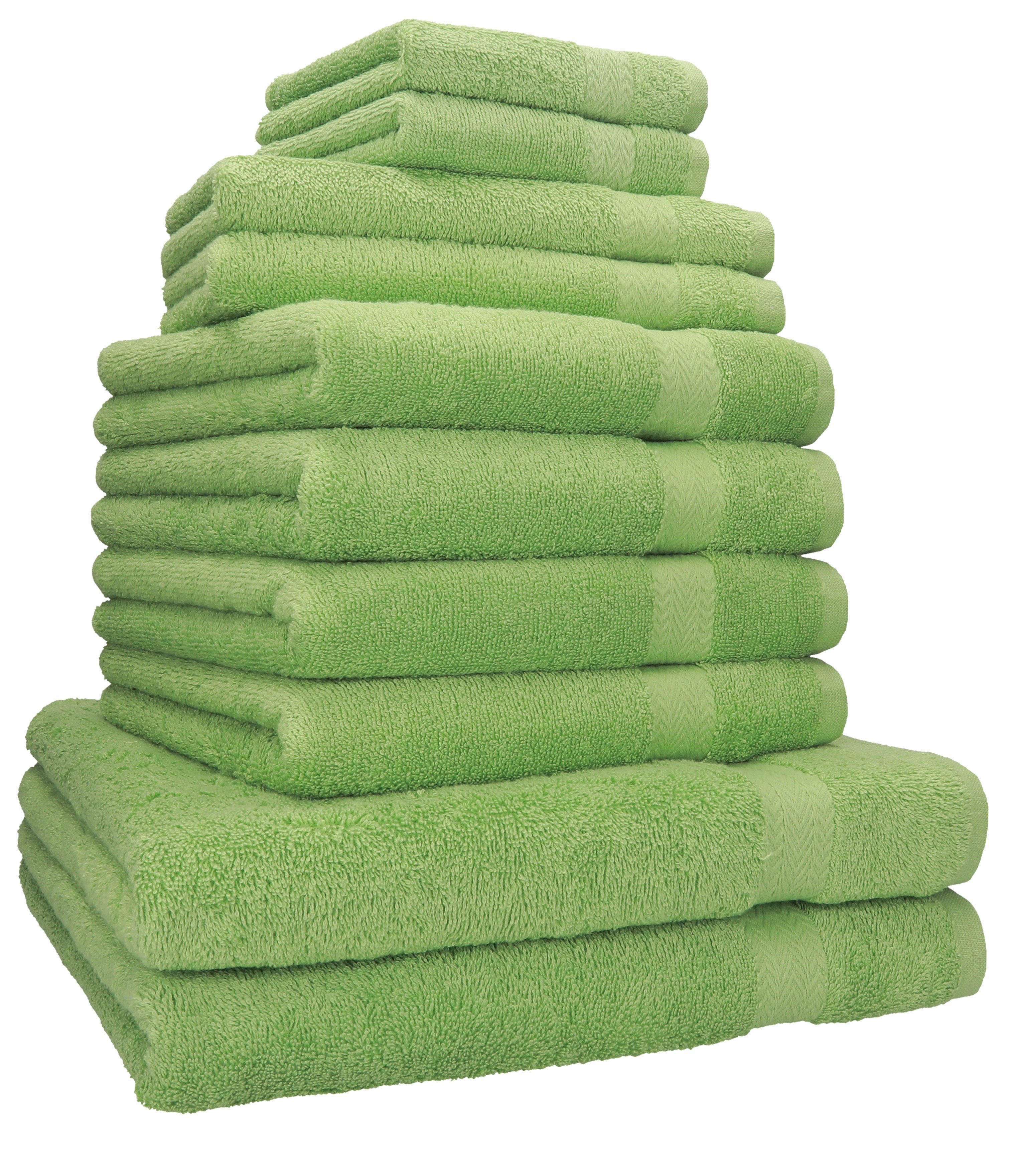 Betz Handtuch Set 4 Gästetücher 10-TLG. Baumwolle 2 2 100% Duschtücher apfelgrün Classic Handtücher Seiftücher, Handtuch-Set 2 (10-tlg) Baumwolle, 100