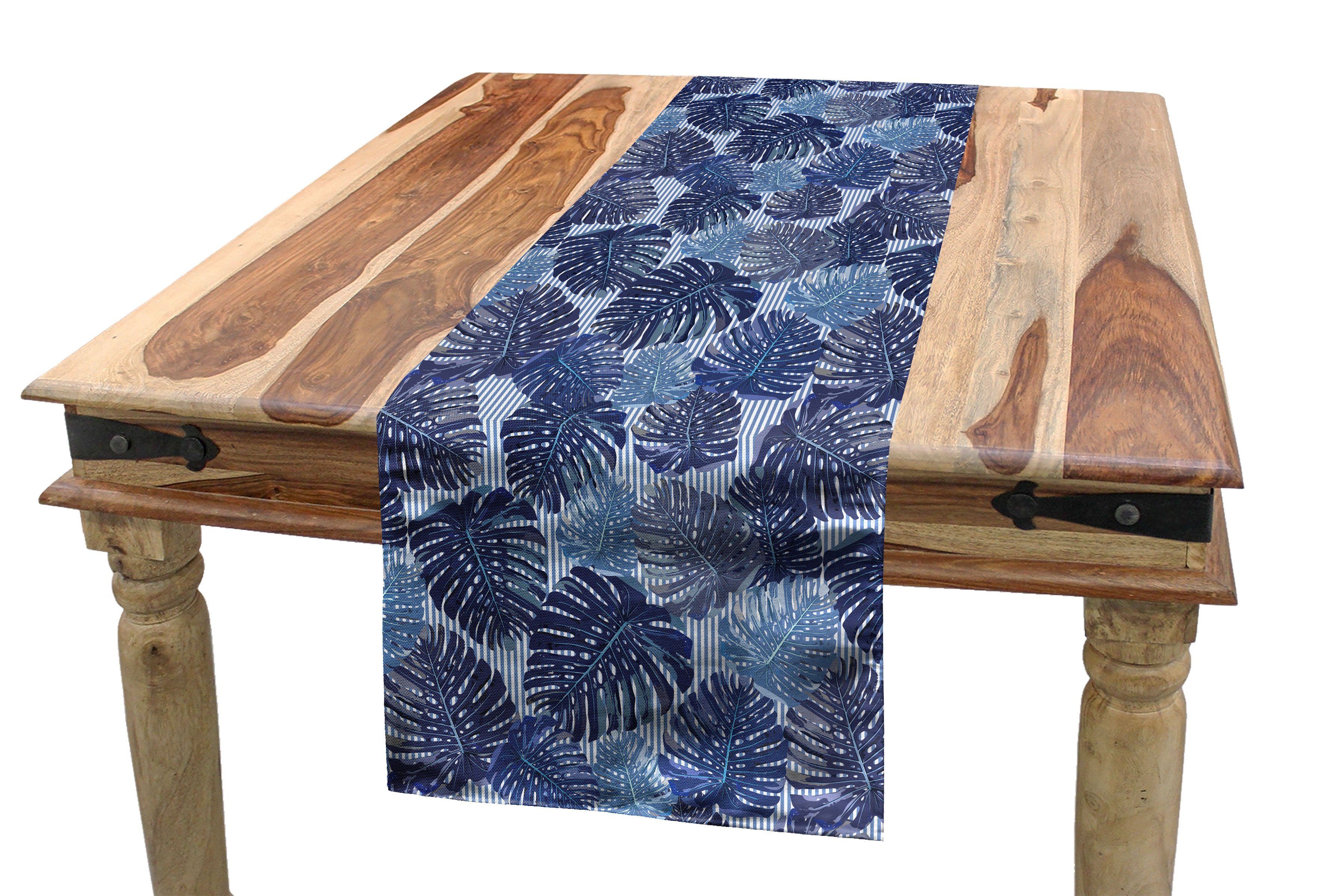 Abakuhaus Tischläufer Esszimmer Exotische Tischläufer, Küche Blau-Töne Dekorativer Rechteckiger Palm Motiv Blätter