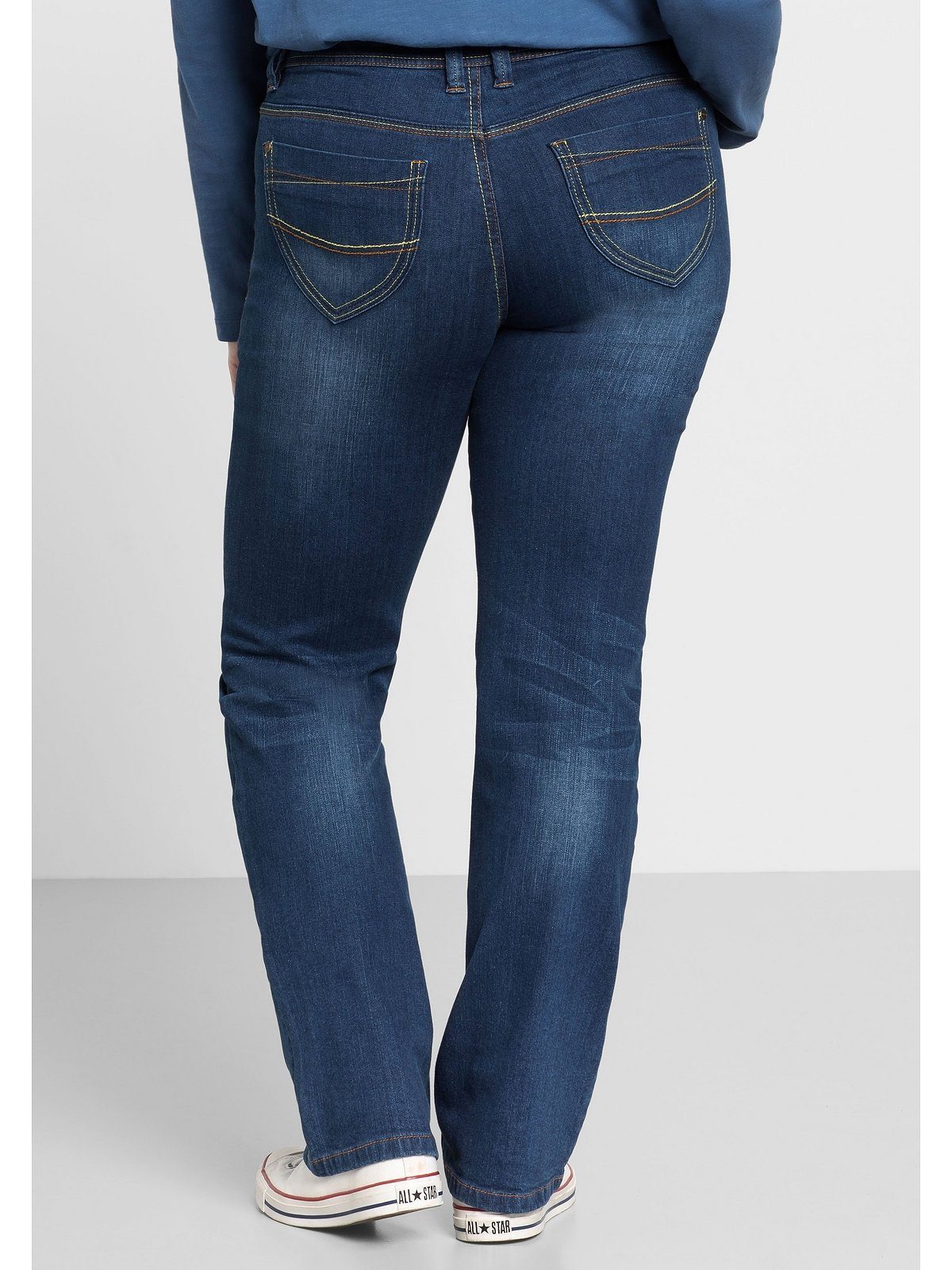 Sheego Stretch-Jeans Große Größen mit gerader Beinform, individuelle Used-Effekte