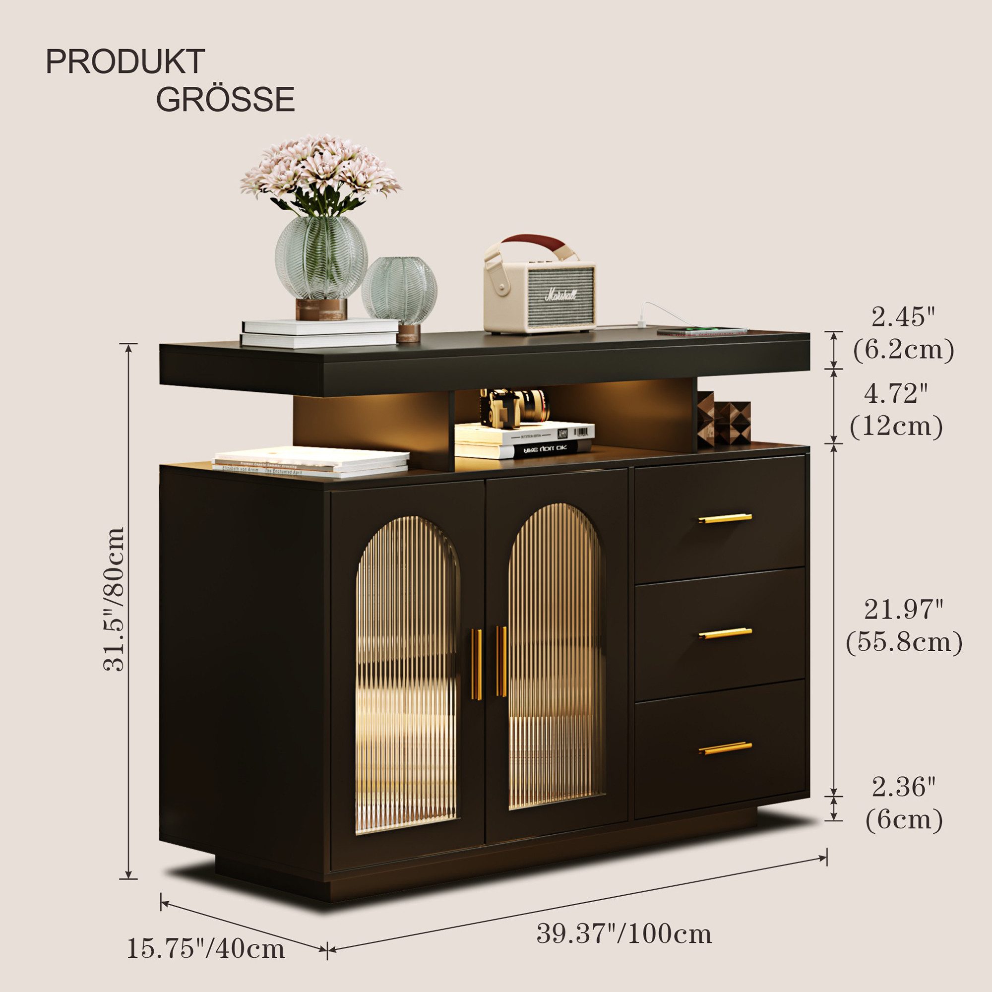 FREDEES Sideboard mit LED-Beleuchtung inkl. Küchenschrank, günstig online kaufen