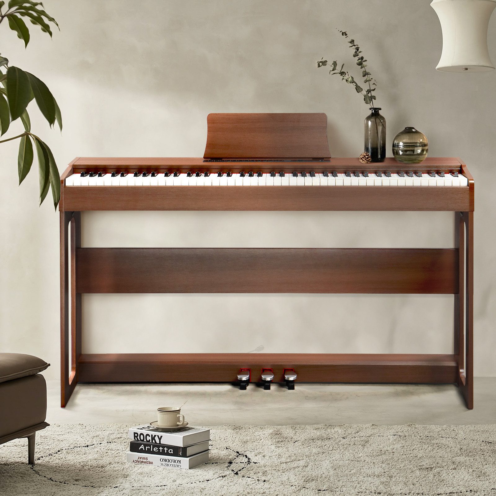 Bonnlo Digitalpiano 88 Tasten, vollgewichtete Tastaturen mit Klavierständer (1-St), Kopfhörermodus, Dual-Bluetooth, anpassbare Anschlagdynamik
