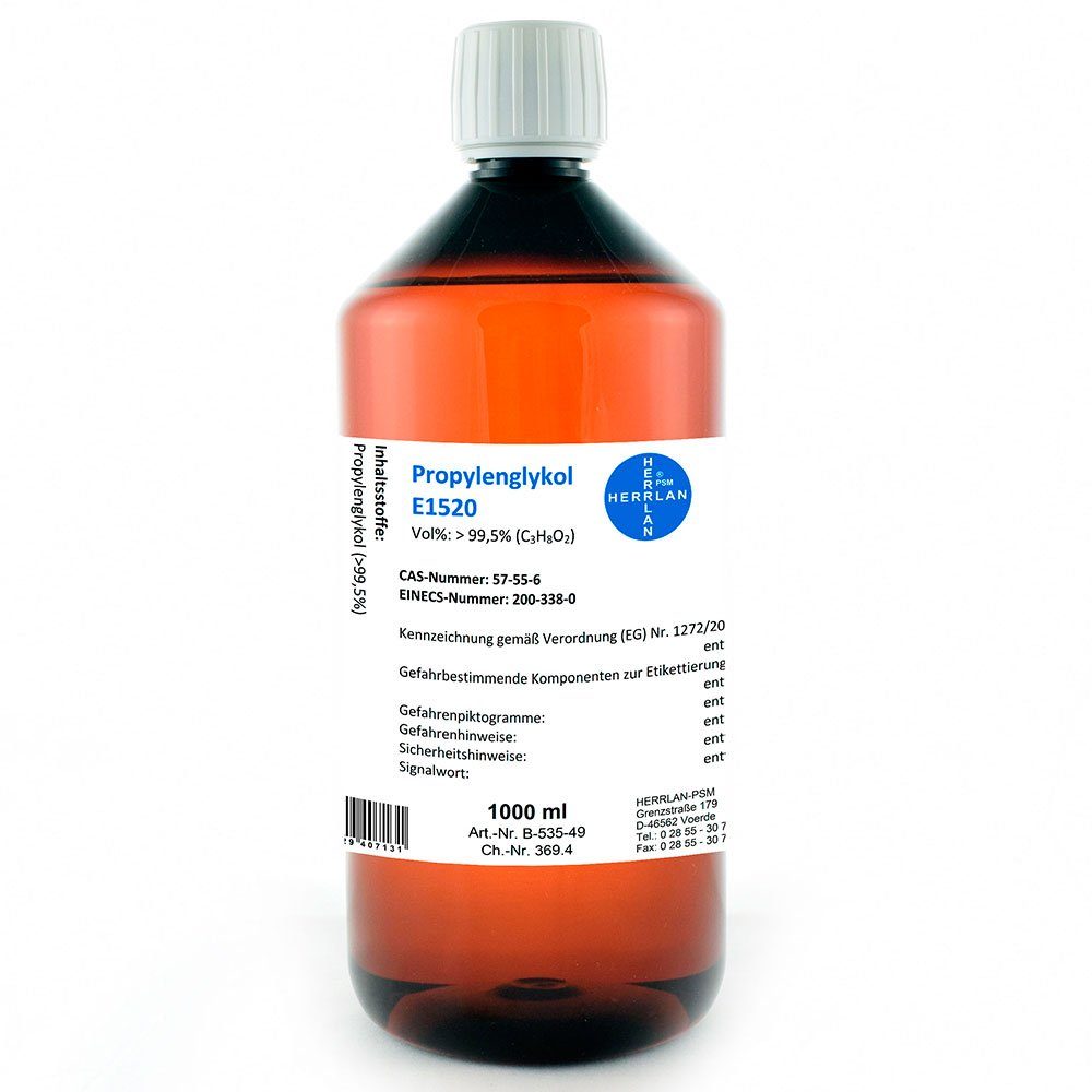 HERRLAN Trinkwasser-Frostschutz Propylenglykol E1520 - 99,5% - Pur PG zum Vorteilspreis, 1 l