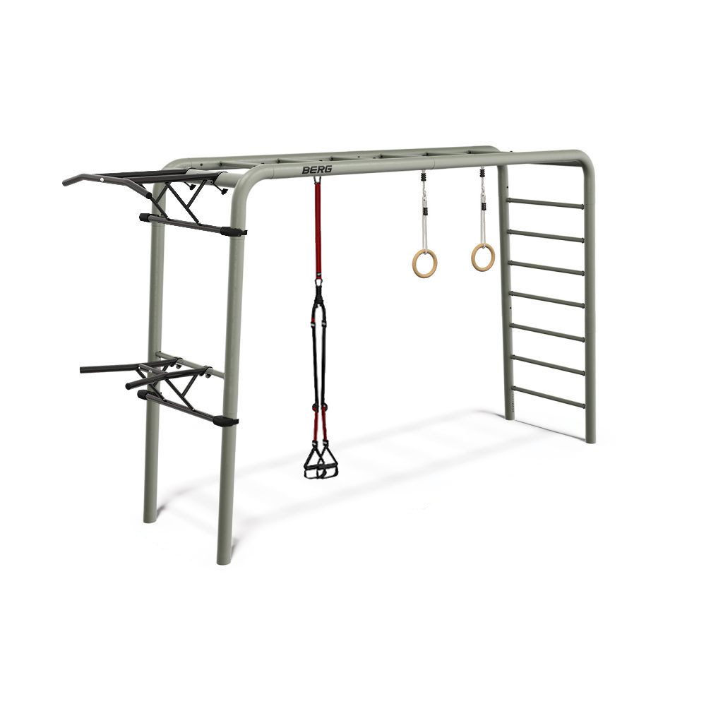 Berg Klettergerüst PlayBase L Sport Schaukelgestell Heim Fitnessgerät Schwarz & Grün, Fitness-Seil & Turnringe