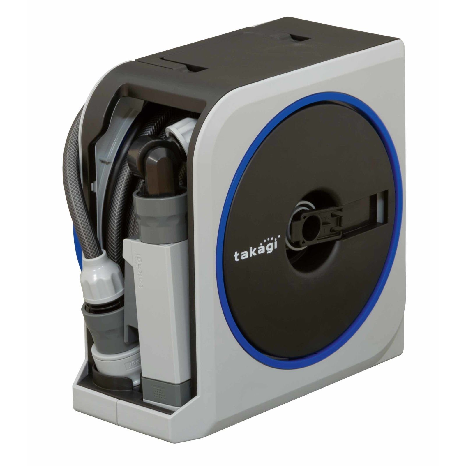 takagi Schlauchtrommel Schlauchtrommel Kompakte Mini-Box - 10 m, (Plug & Play - Alle Anschlussteile inklusive), kompatibel mit allen gängigen Systemen