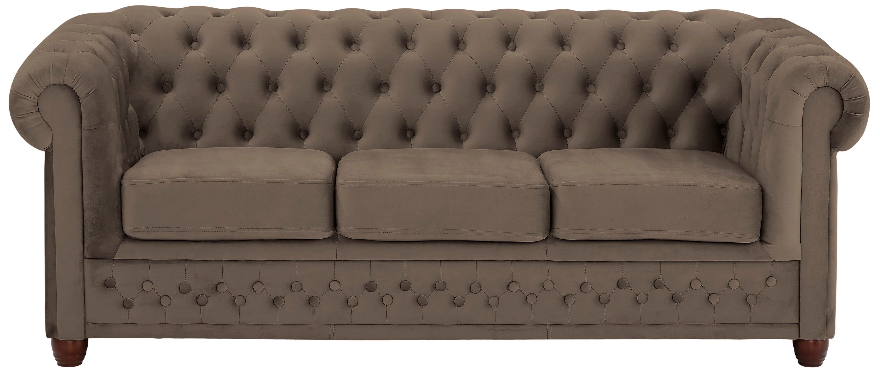 Home affaire Chesterfield-Sofa New Castle, mit hochwertiger Knopfheftung in Chesterfield-Design, B/T/H: 203/86/72