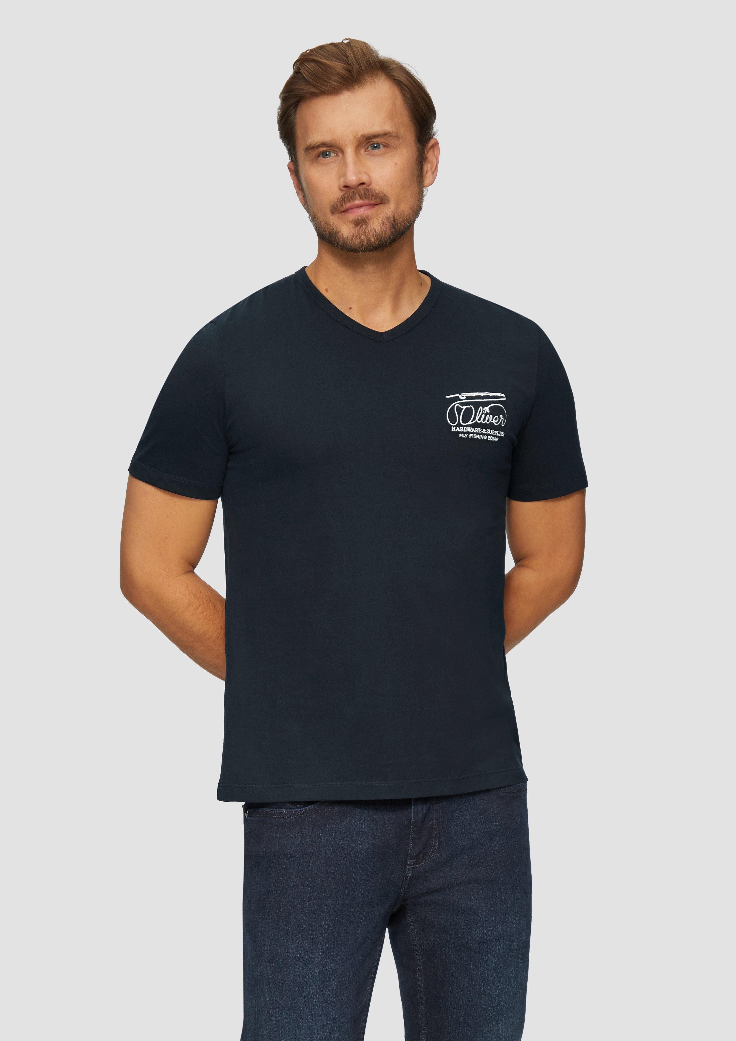 s.Oliver Kurzarmshirt T-Shirt mit Logostickerei Stickerei günstig online kaufen