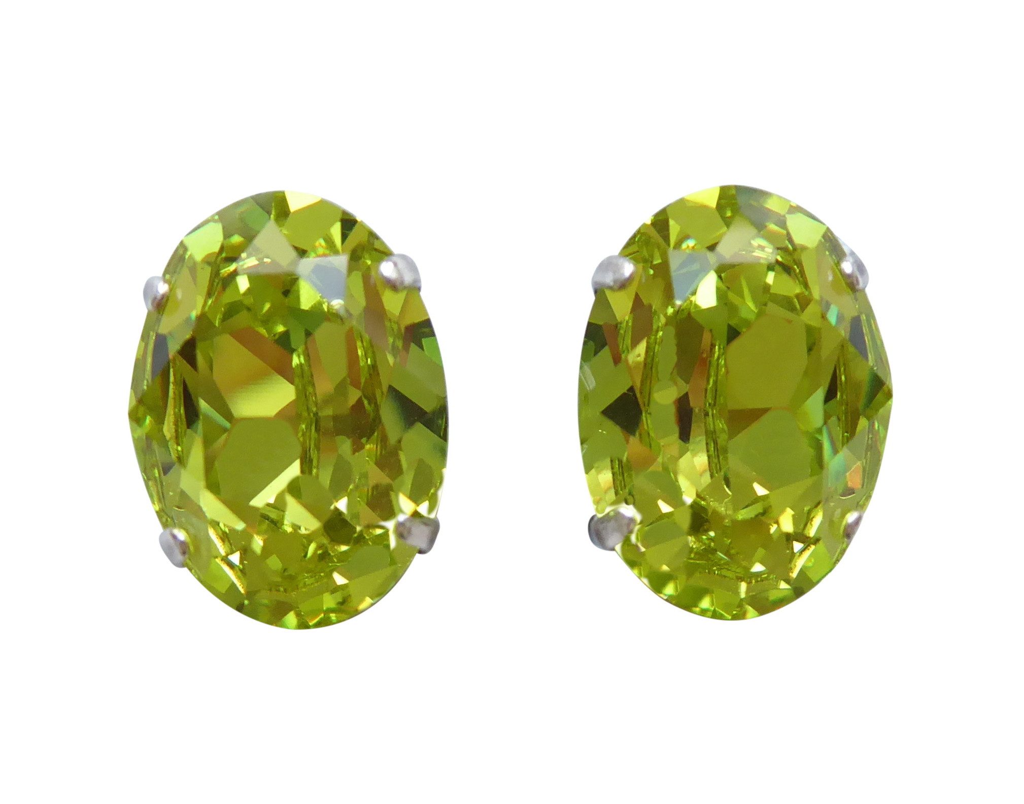 Mugello Paar Ohrclips Cora Clips hellgrün versilbert Hingucker auffällig Trend knallig, Handgefertigter Modeschmuck, made in Germany