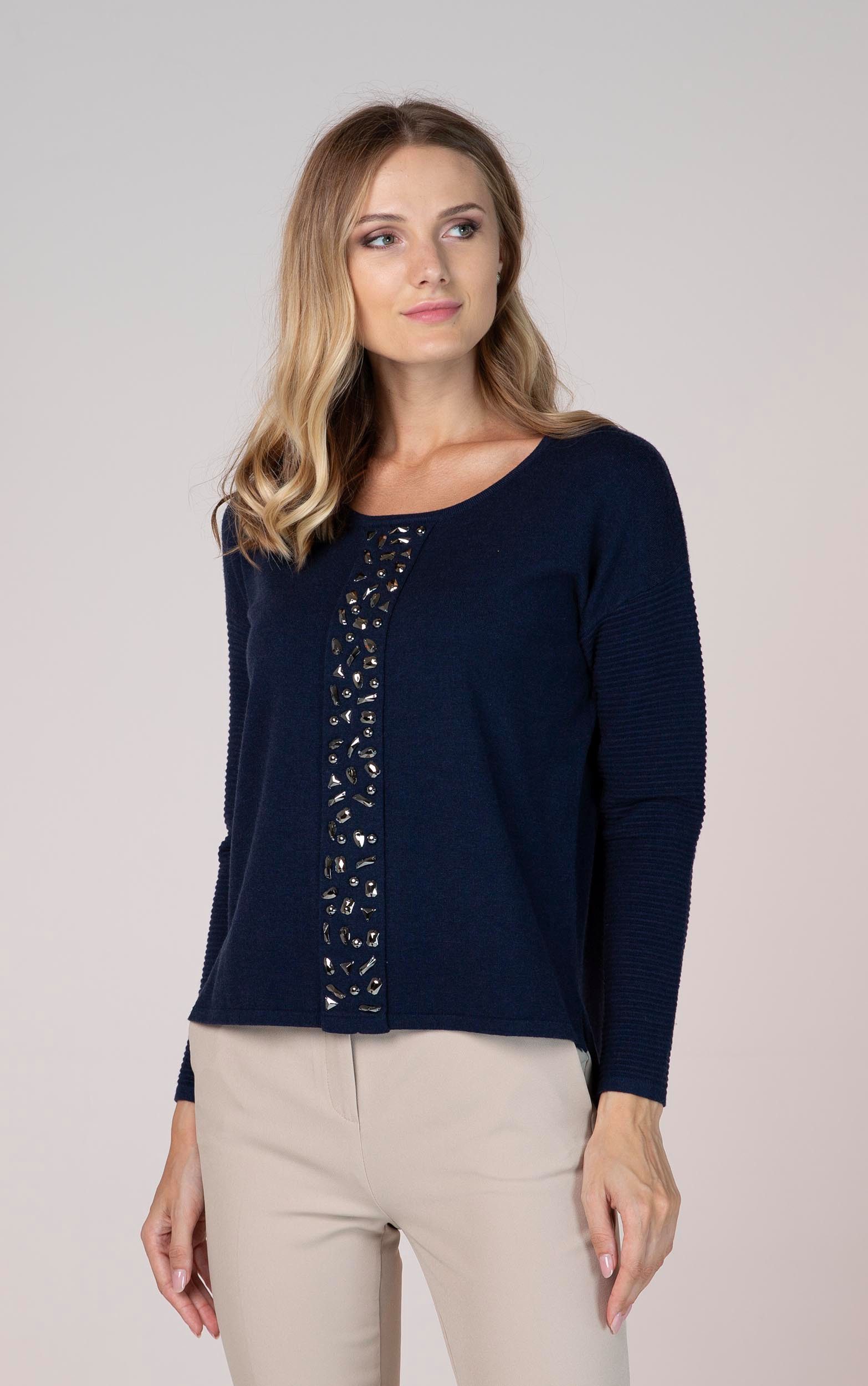 Passioni Strickpullover mit Strassdetails günstig online kaufen