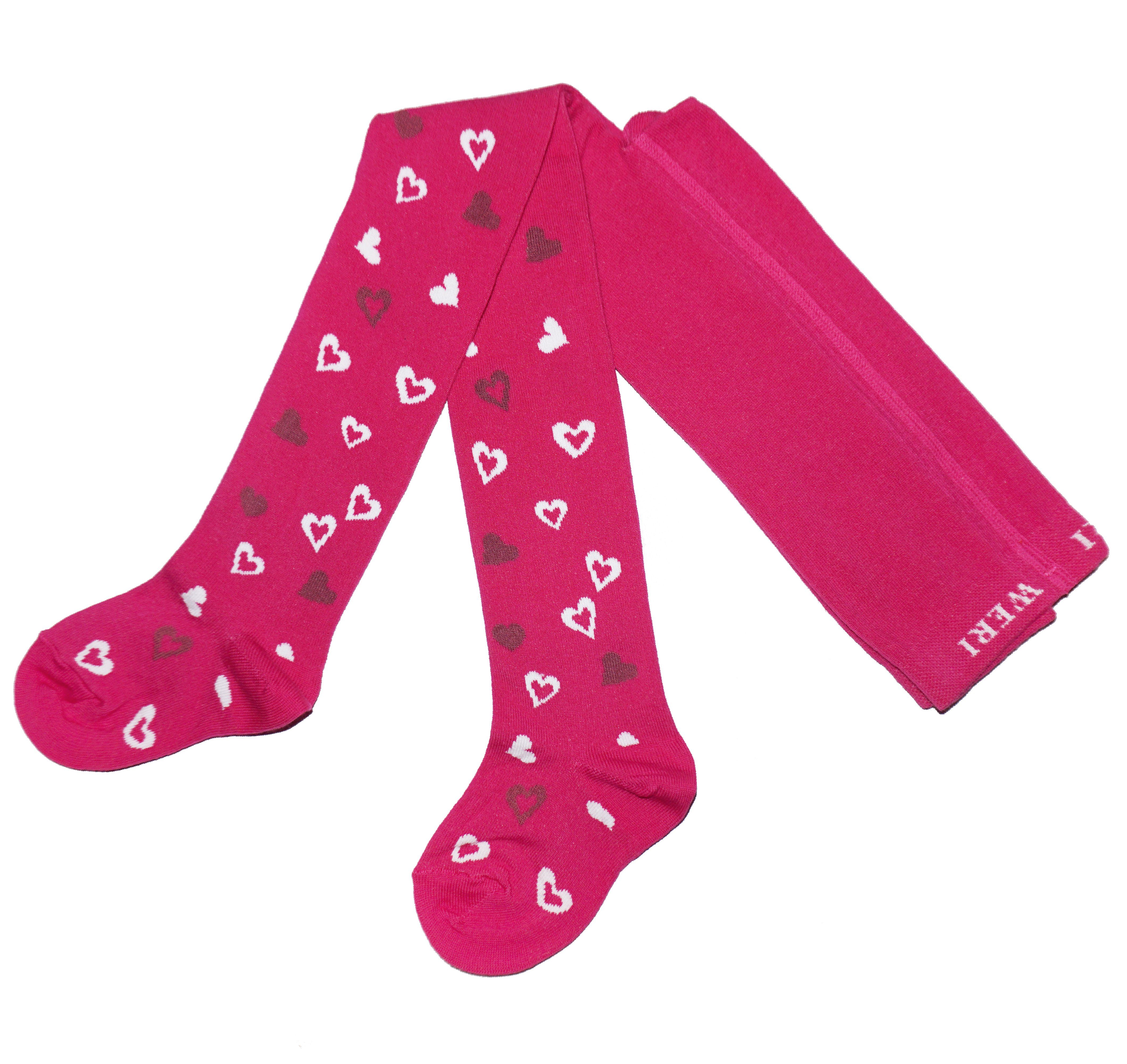 WERI SPEZIALS Strumpfhersteller GmbH Strickstrumpfhose Kinderstrumpfhosen für Mädchen >>Herzchen<< weiche Baumwolle