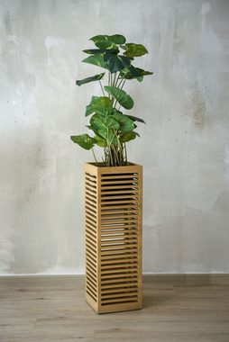 VIVANNO Pflanzkübel Pflanzkübel Blumenkübel Holz mit Aussparung BLOCK Braun - 64x25x75 cm