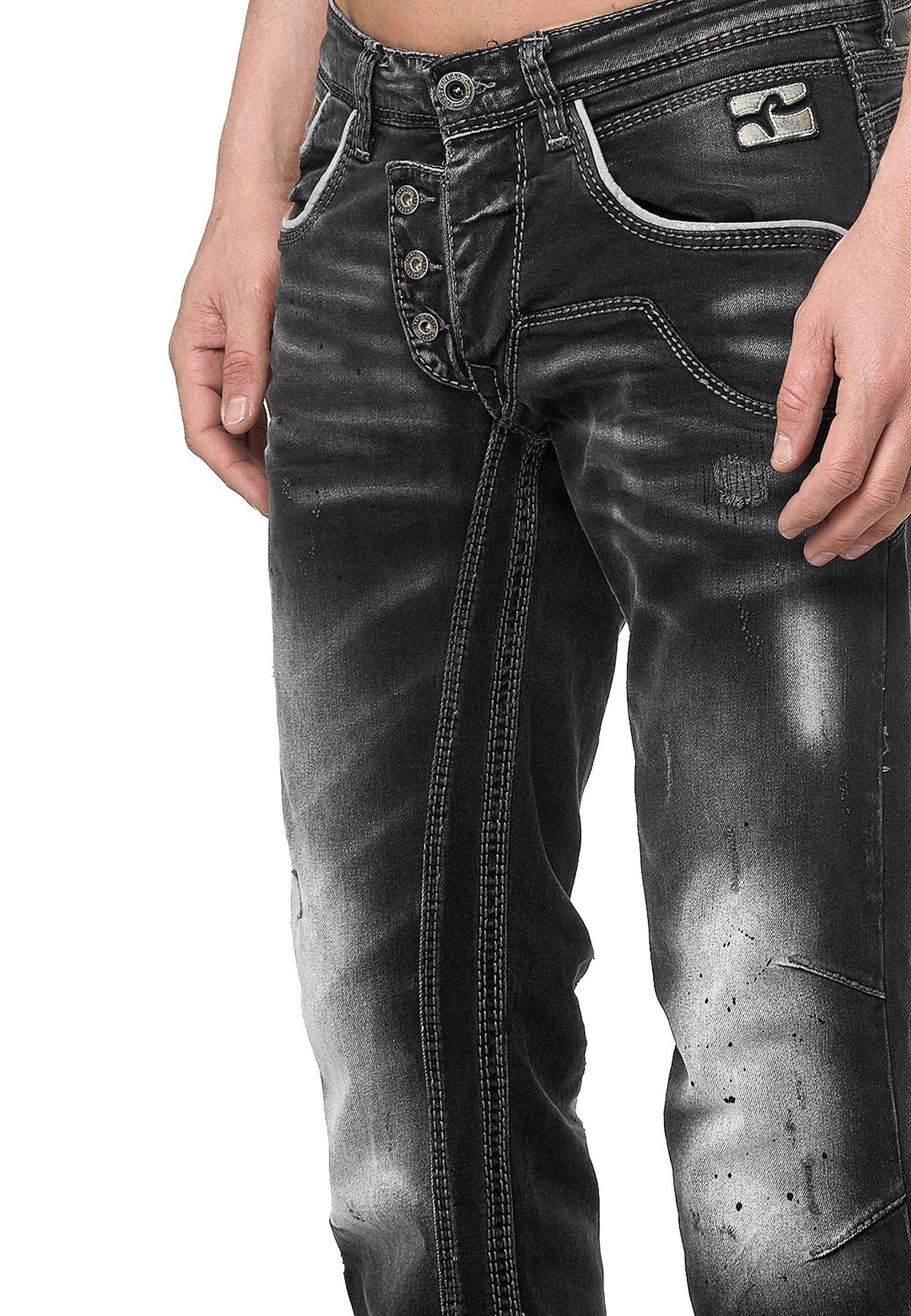 Straight-Jeans Neal bequemen Fit-Schnitt im Straight Rusty