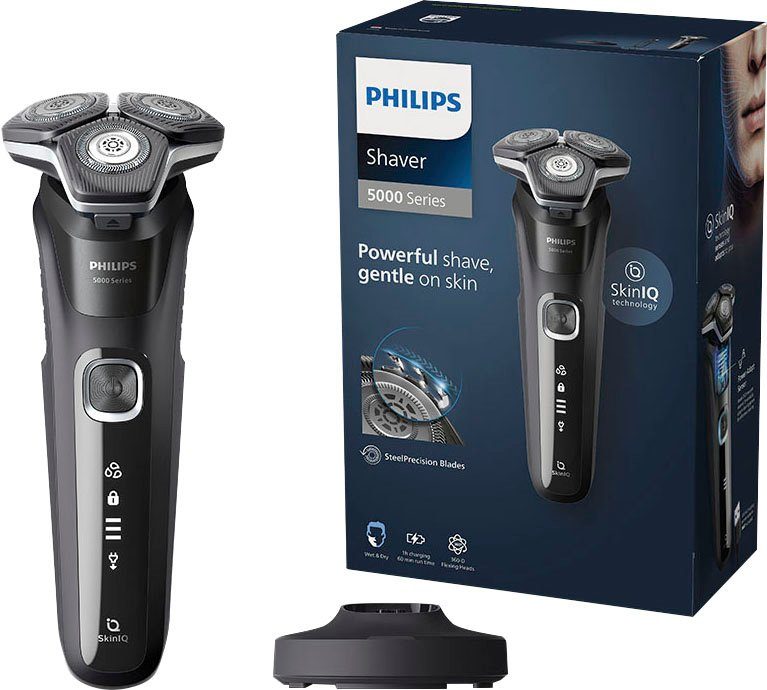 Philips Elektrorasierer Shaver Series 5000 S5898/25, ausklappbarer  Präzisionstrimmer, Ladestand, mit SkinIQ Technologie, SkinIQ Technologie,  die sich Ihrem Bart für eine mühelose Rasur anpasst