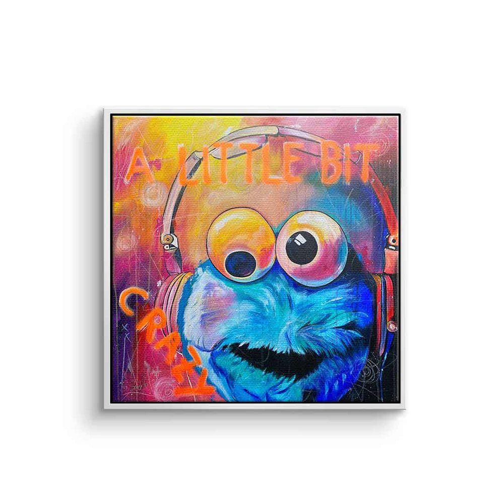 DOTCOMCANVAS® Leinwandbild, Leinwandbild Krümelmonster Cookie Monster Muppets designed by Sabrina weißer Rahmen