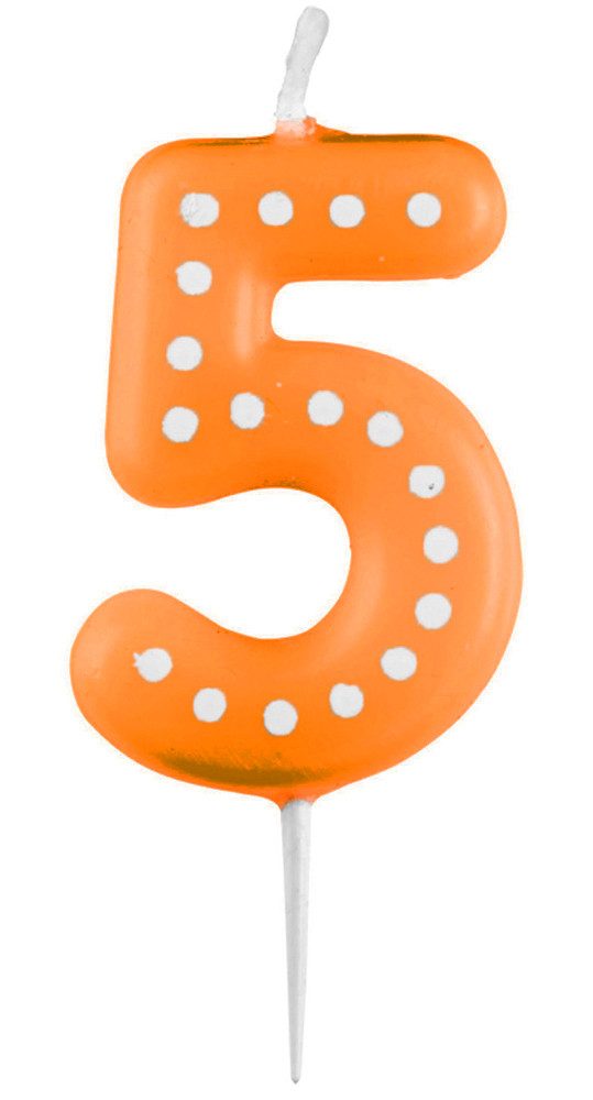 Geburtstagskerze Zahlenkerze mit Punkten 6,5cm, Orange # 5