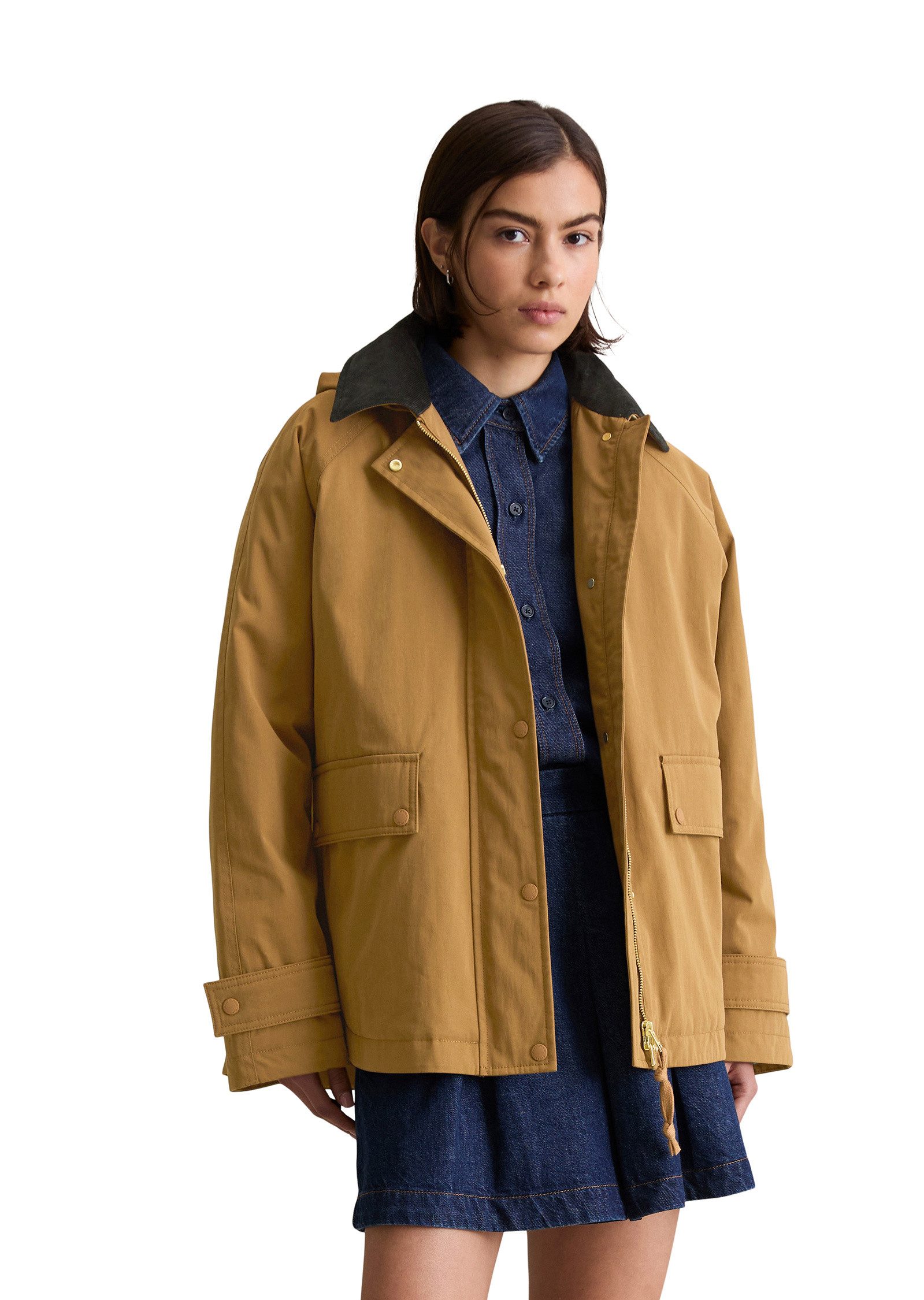 Marc O'Polo DENIM Kurzmantel aus Waxed-ORganic-Cotton-Nylon-Mix