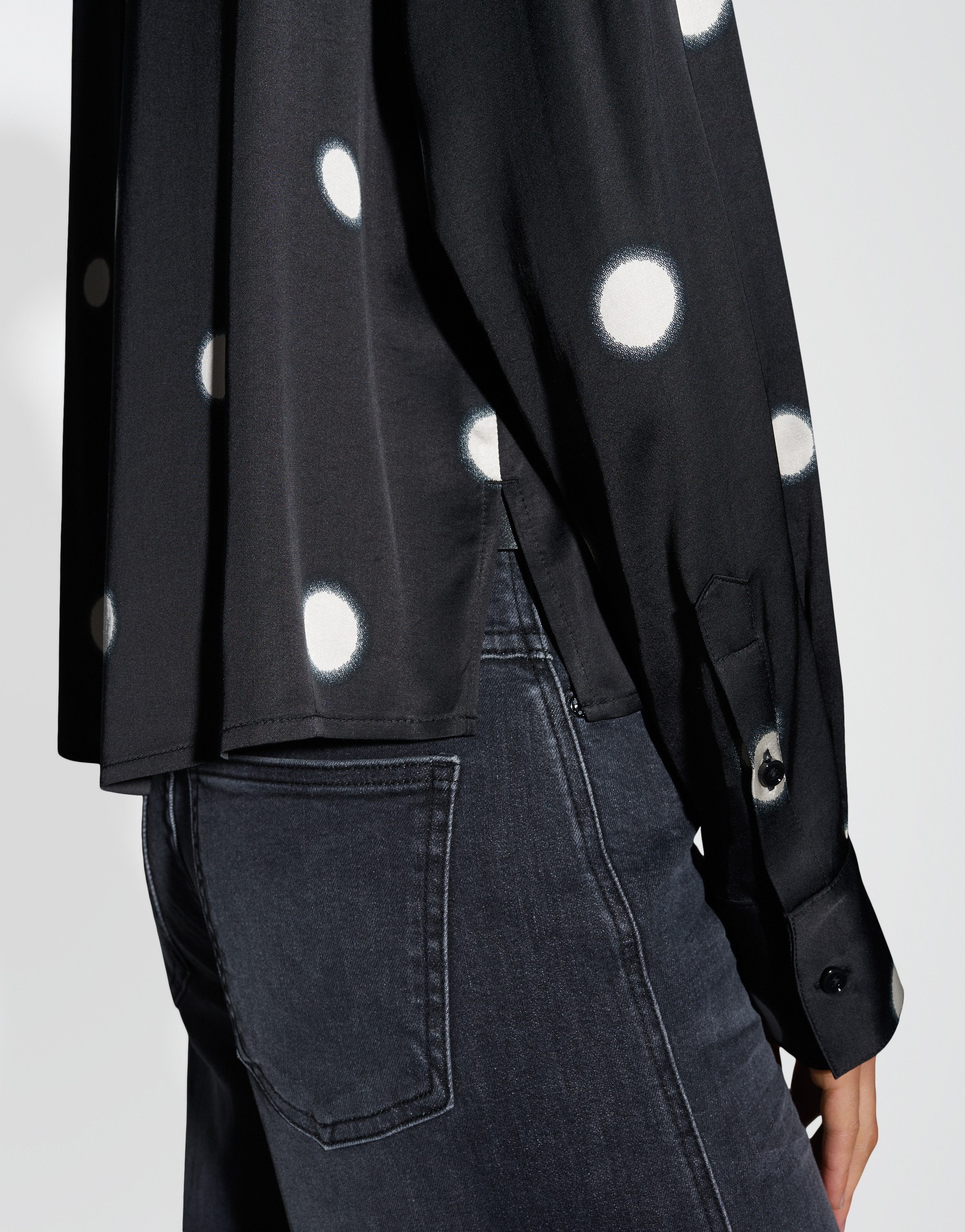 OPUS Langarmbluse FAMENA DOT Boxy aus Satin