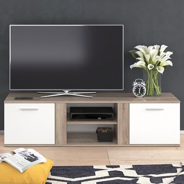 Vicco Lowboard Fernsehschrank Fernsehtisch NOVELLI 155 cm Sonoma / Weiß