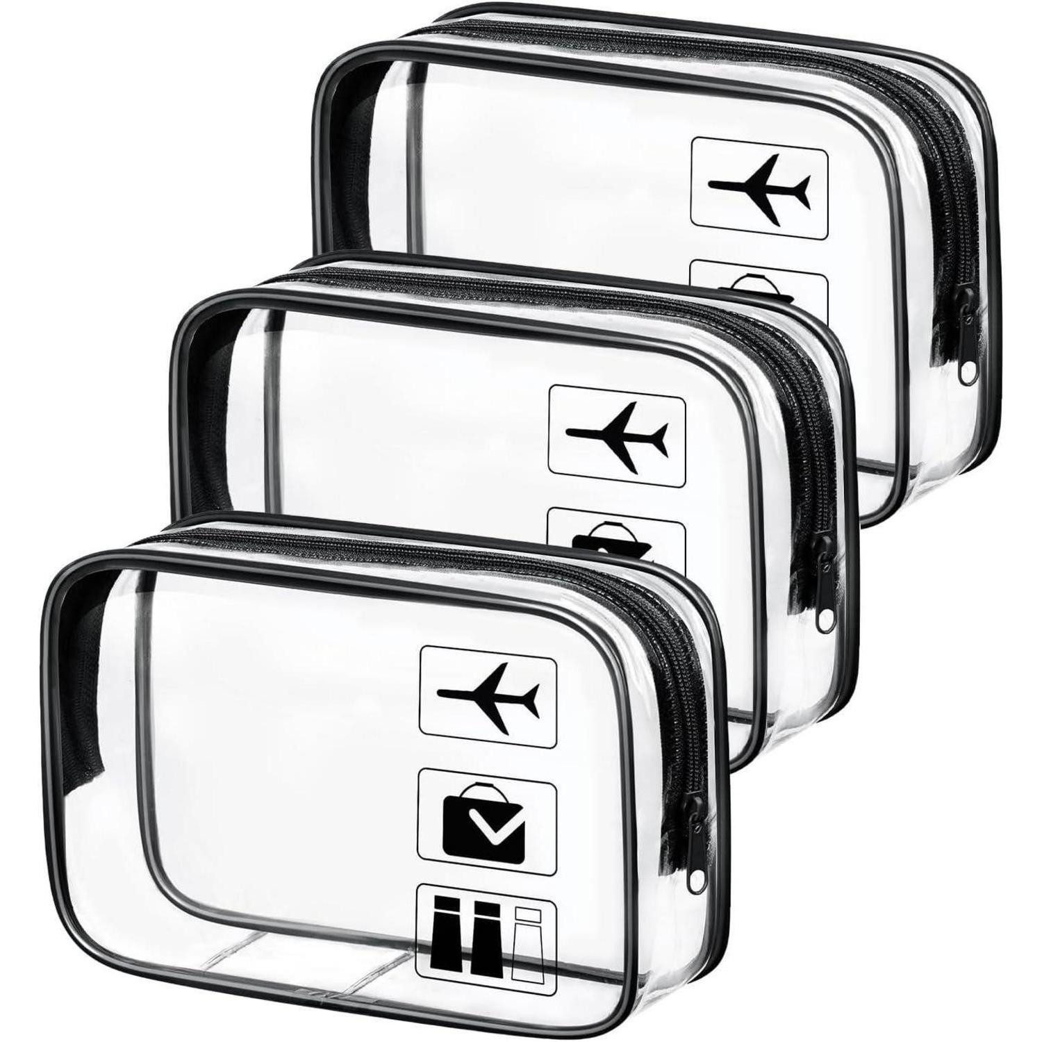LuxusKollektion Kosmetiktasche Kulturtasche Kosmetiktasche Transparent PVC TSA 3 Stück Q-3pc