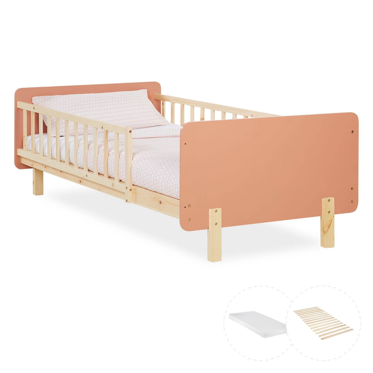 Homestyle4u Holzbett Kinderbett 90x200 Einzelbett Rausfallschutz günstig online kaufen