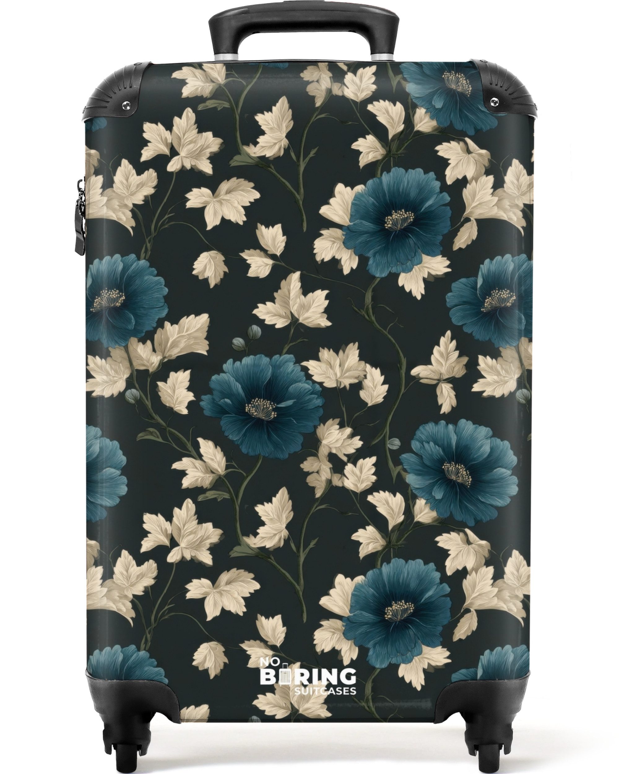 Hartschalen-Trolley Botanisch - Blumen - Blau 55x35x20cm