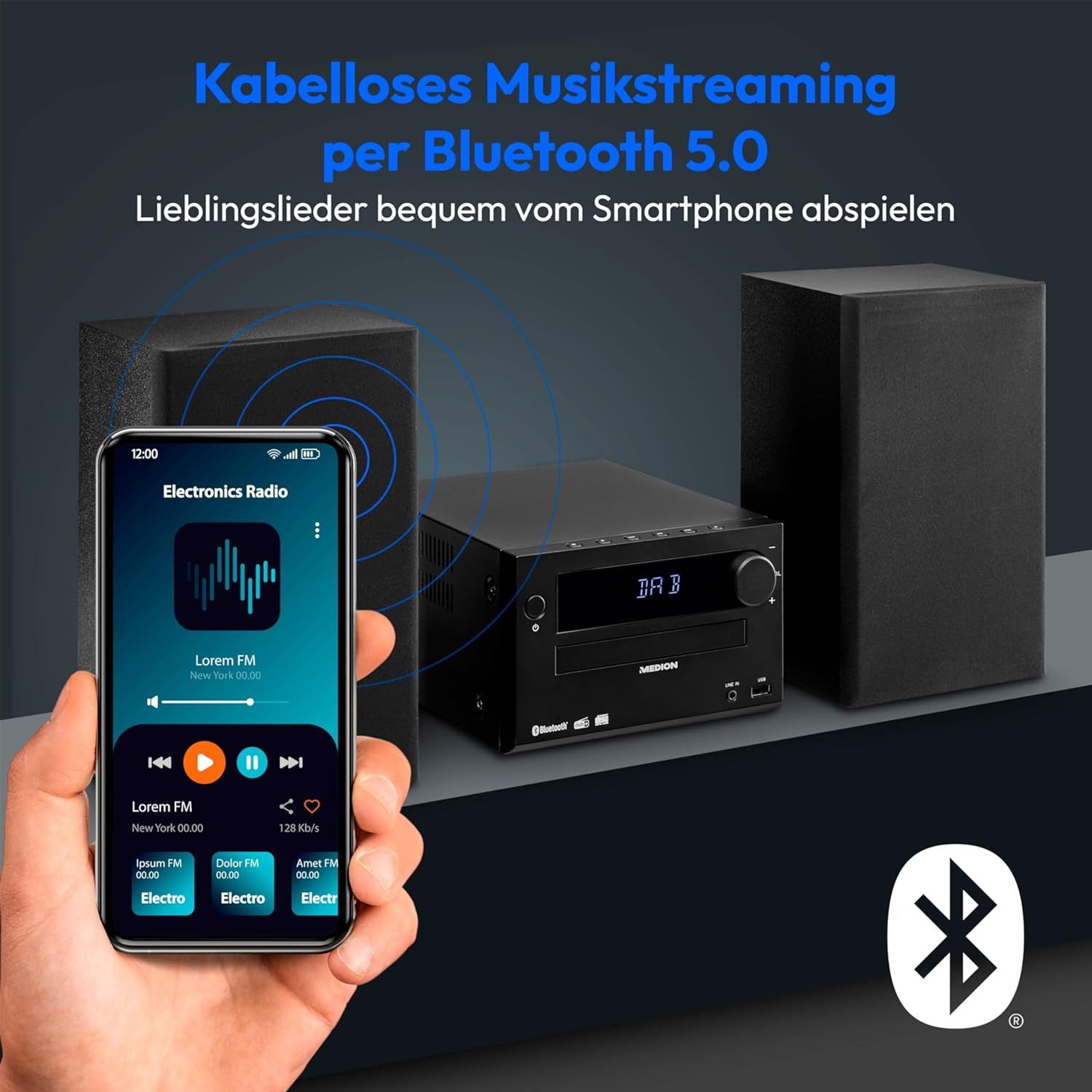 Medion® MEDION MD44484 Micro Audio System Kompaktanlage DAB+ CD Player Microanlage (DAB+/PLL UKW Radio mit je 30 Senderspeichern, DAB+/PLL UKW Radio mit je 30 Senderspeichern, CD R/RW/MP3 kompatibel)