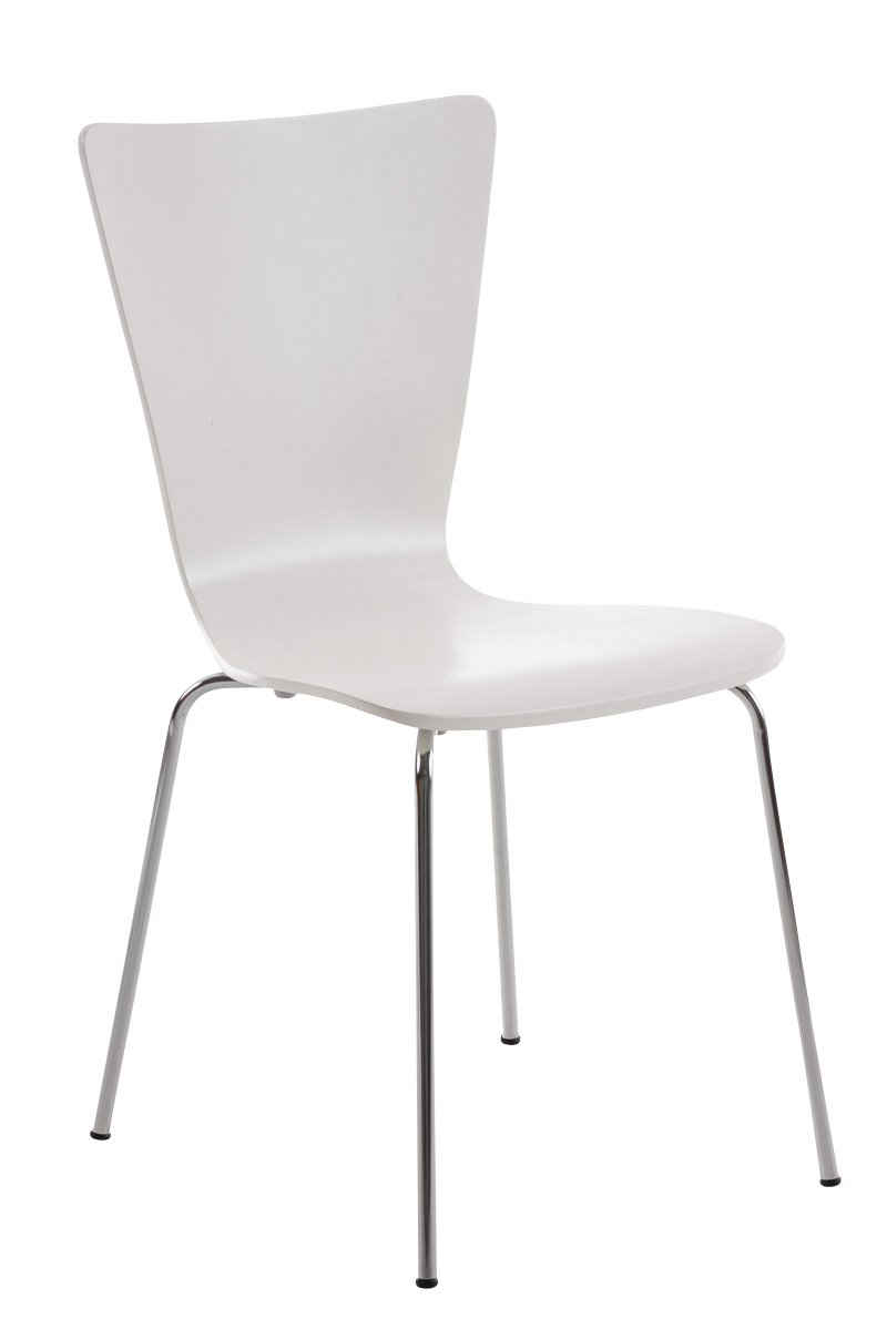 TPFLiving Besucherstuhl Jaron mit ergonomisch geformter Sitzfläche - Konferenzstuhl (Besprechungsstuhl - Warteraumstuhl - Messestuhl), Gestell: Metall chrom - Sitzfläche: Holz weiß