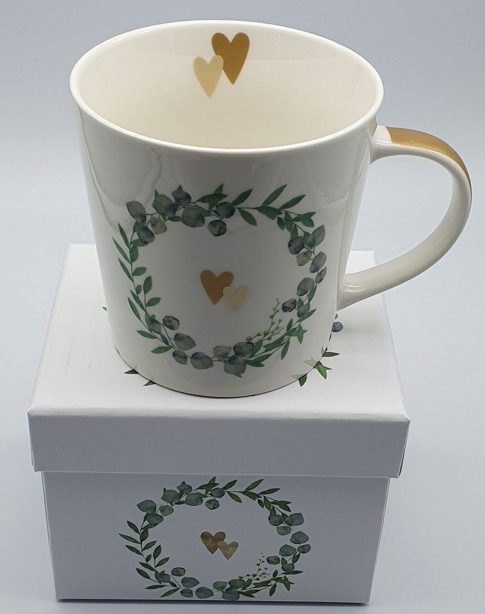 PPD Becher Hochzeit, Valentinstag, Muttertag, Liebe, Herzen, Vatertag Motiv, 1-tlg., Porzellan Tee - Kaffee, Henkelbecher Trendtasse, Zwei Herzen, Herz Motiv, Herzen, Geschenke, Kollektion, ideal als Geschenk