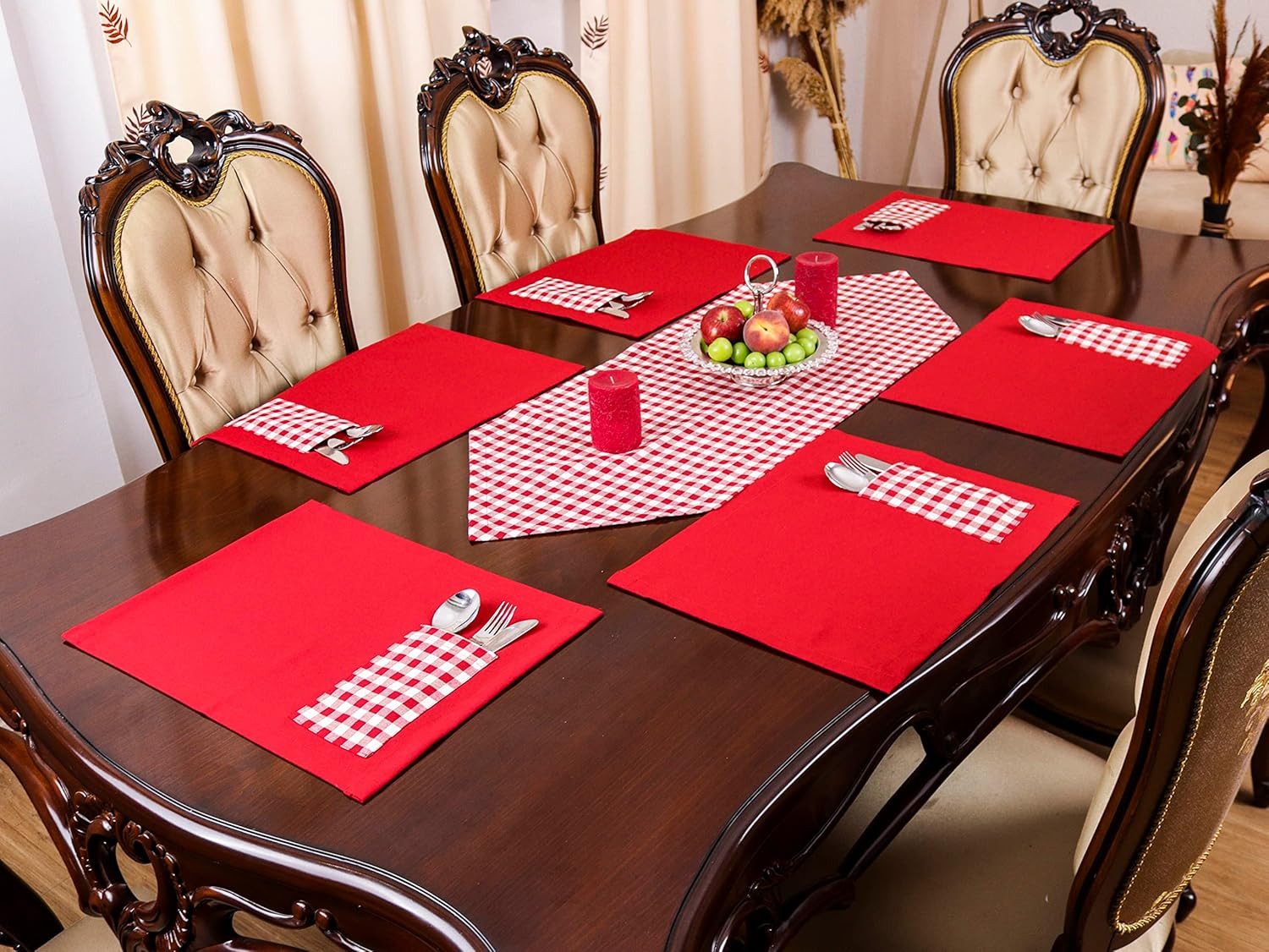 Ekershop Tischläufer und 6 Platz-Matten Set Tischset Platzset Platzdecken R günstig online kaufen