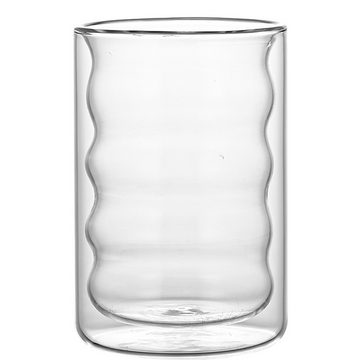 HIBNOPN Tumbler-Glas 2er Latte Macchiato Gläser, Doppelwandig Spiralförmig Thermoglas 400ml