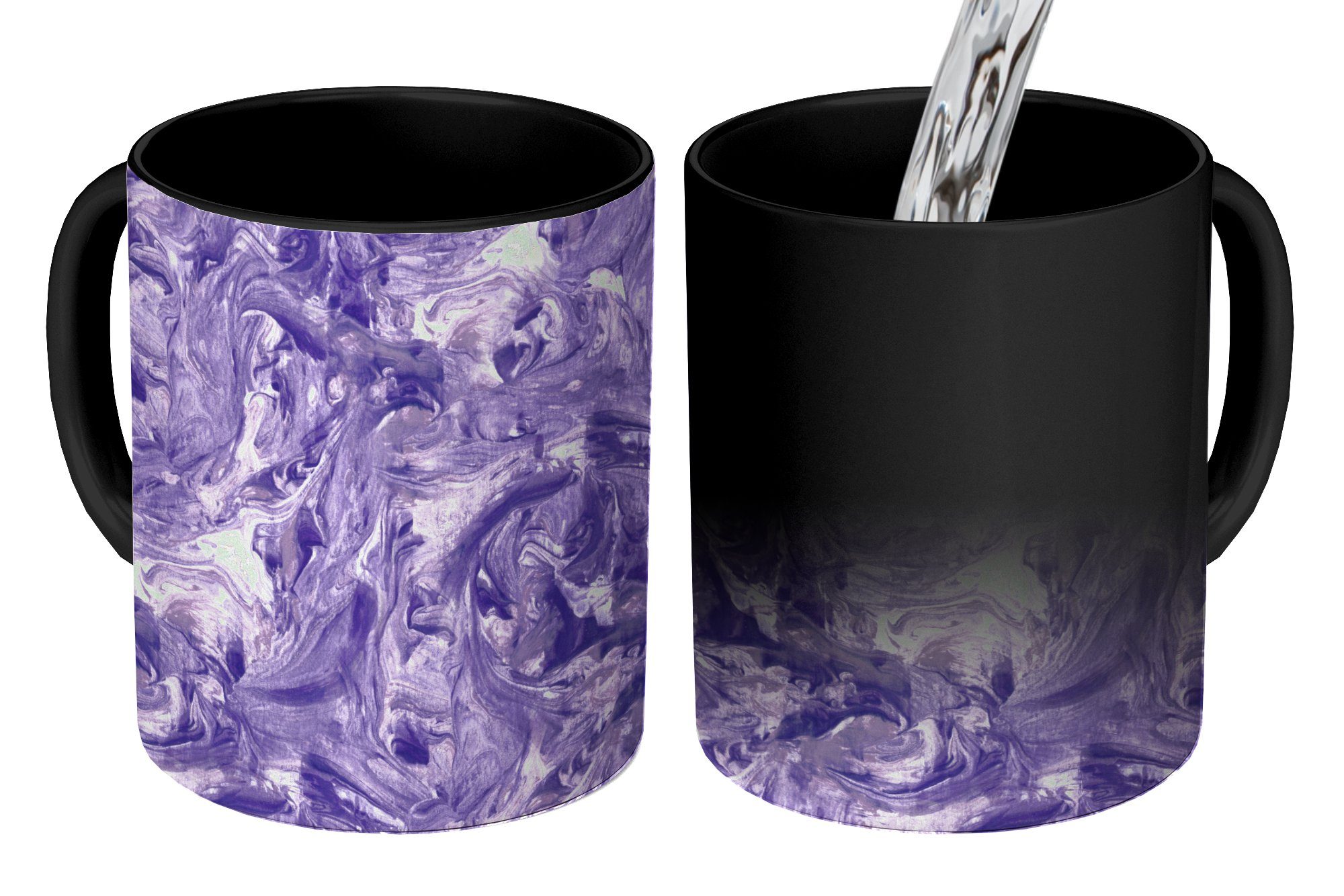 MuchoWow Tasse Violett - Marmor Zaubertasse, Teetasse, Farbwechsel, Muster, - Keramik, Geschenk Kaffeetassen
