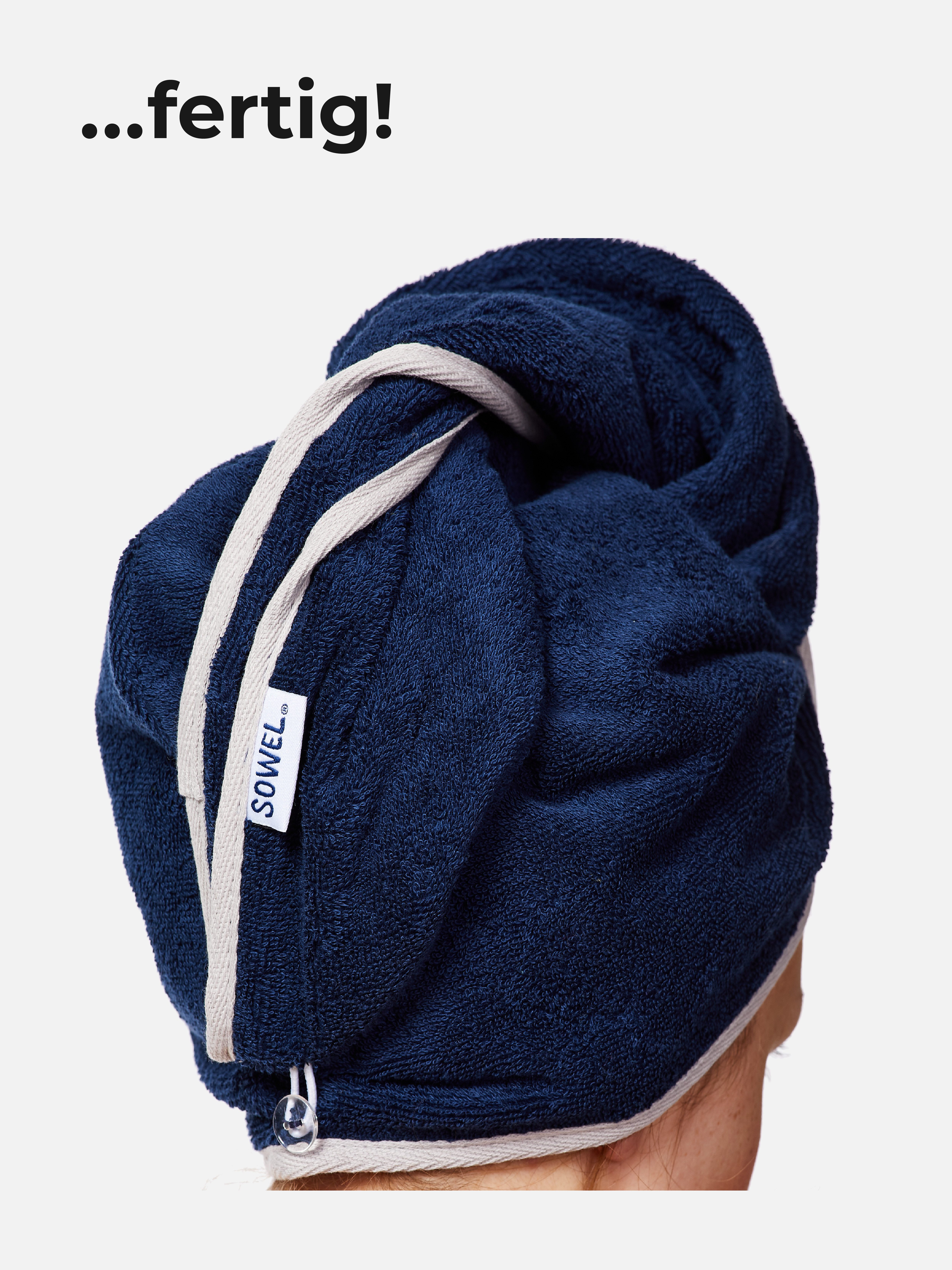 Sowel Turban-Handtuch - Turbo Turban -, 100% Bio-Baumwolle, Haarturban mit Knopf – Bild 4 von 5